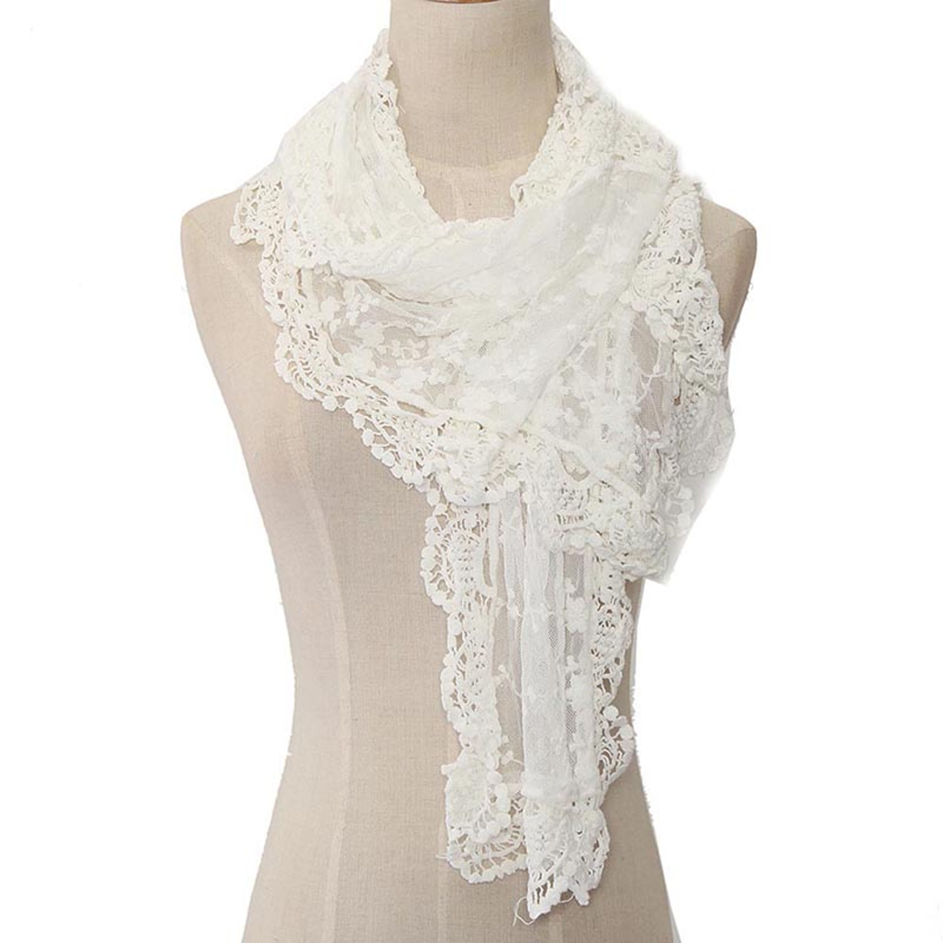 Elegant Floral Embroidery Lace Scarf  Vintage Mesh Bridal Shawl For Women 4
