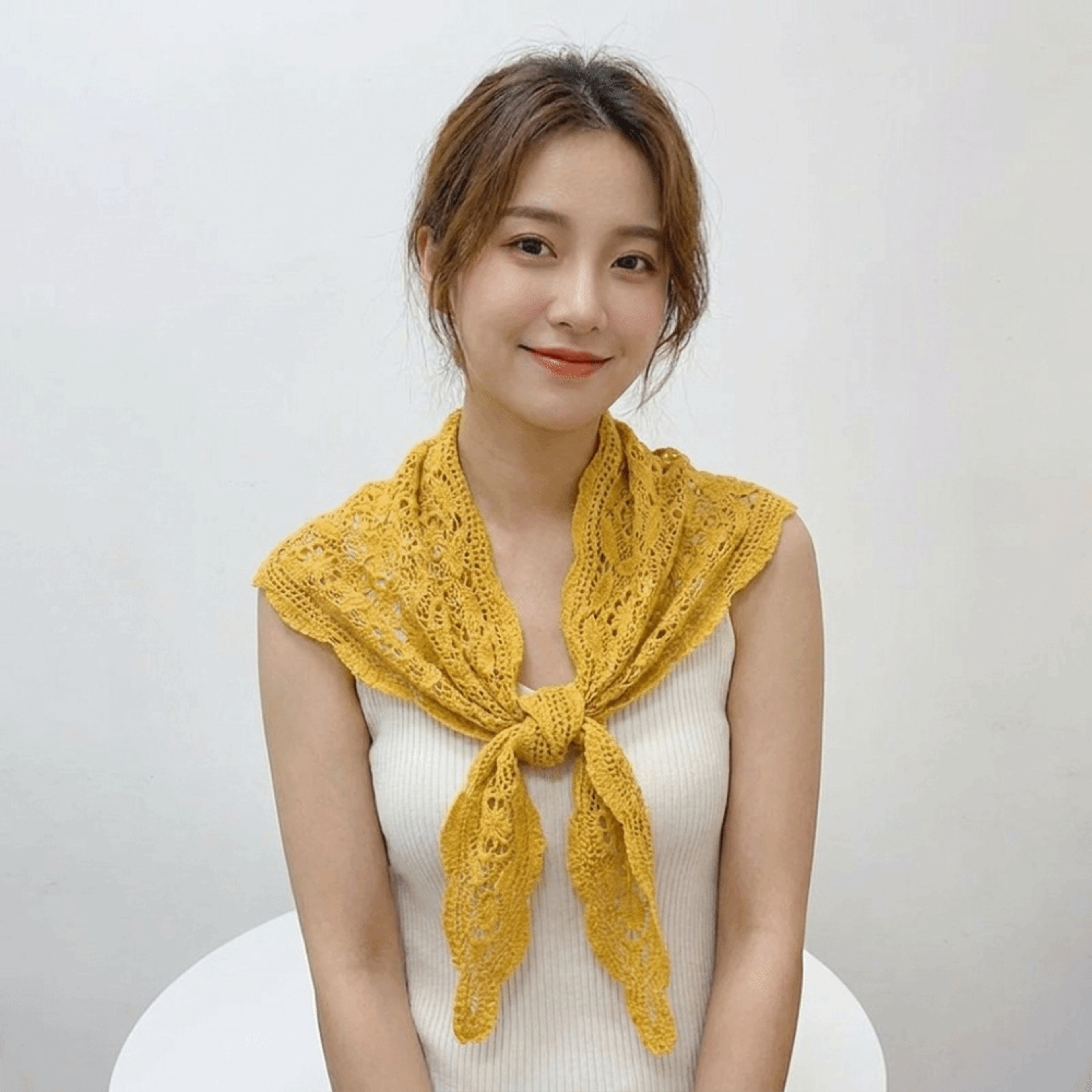 Aura Lace Crochet Flower Triangle Scarf Fake Collar Elegant Hollow Out Knit Shawl Cloak for Women – view 3