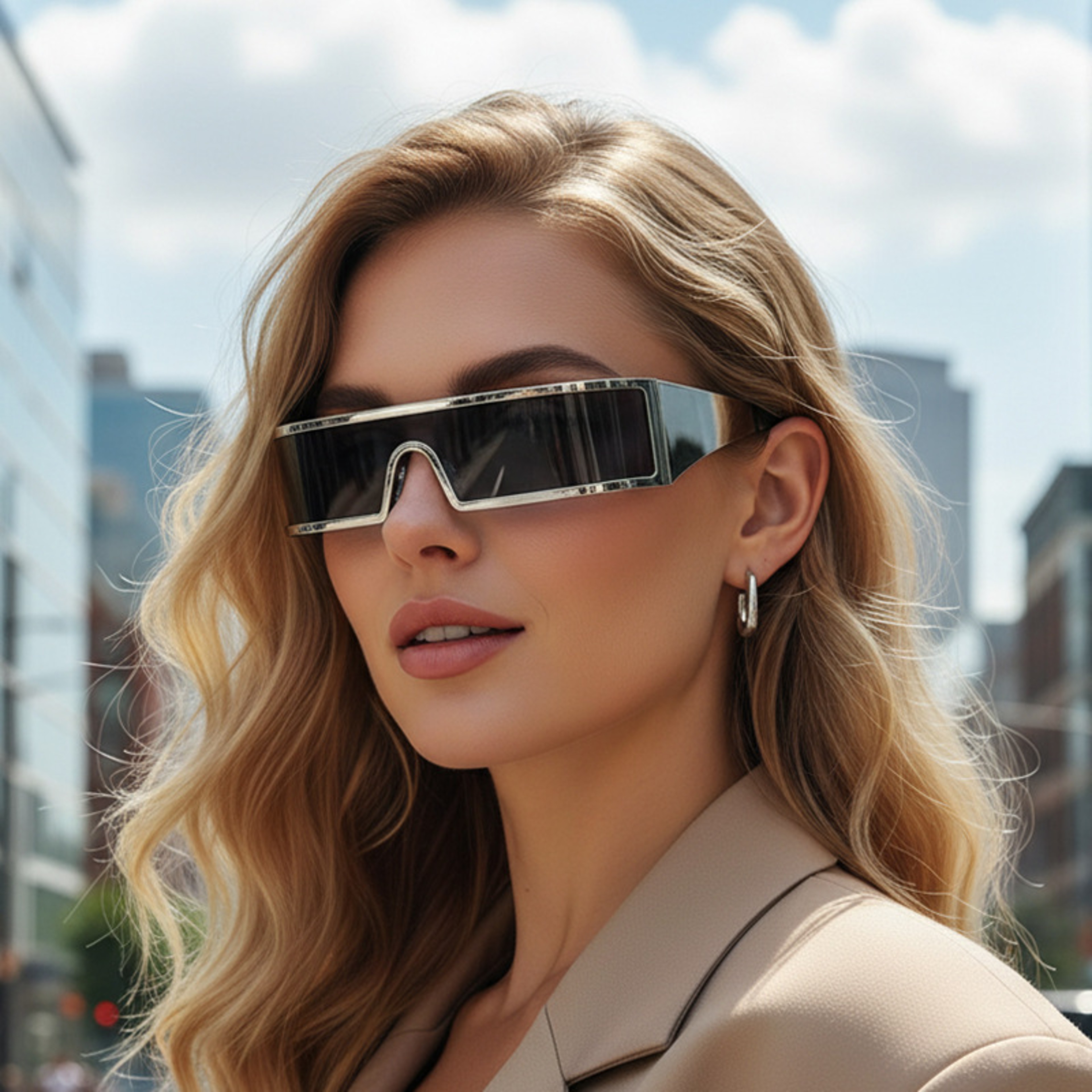 Cyberpunk Futuristic Sunglasses Narrow Tech Frames – view 6