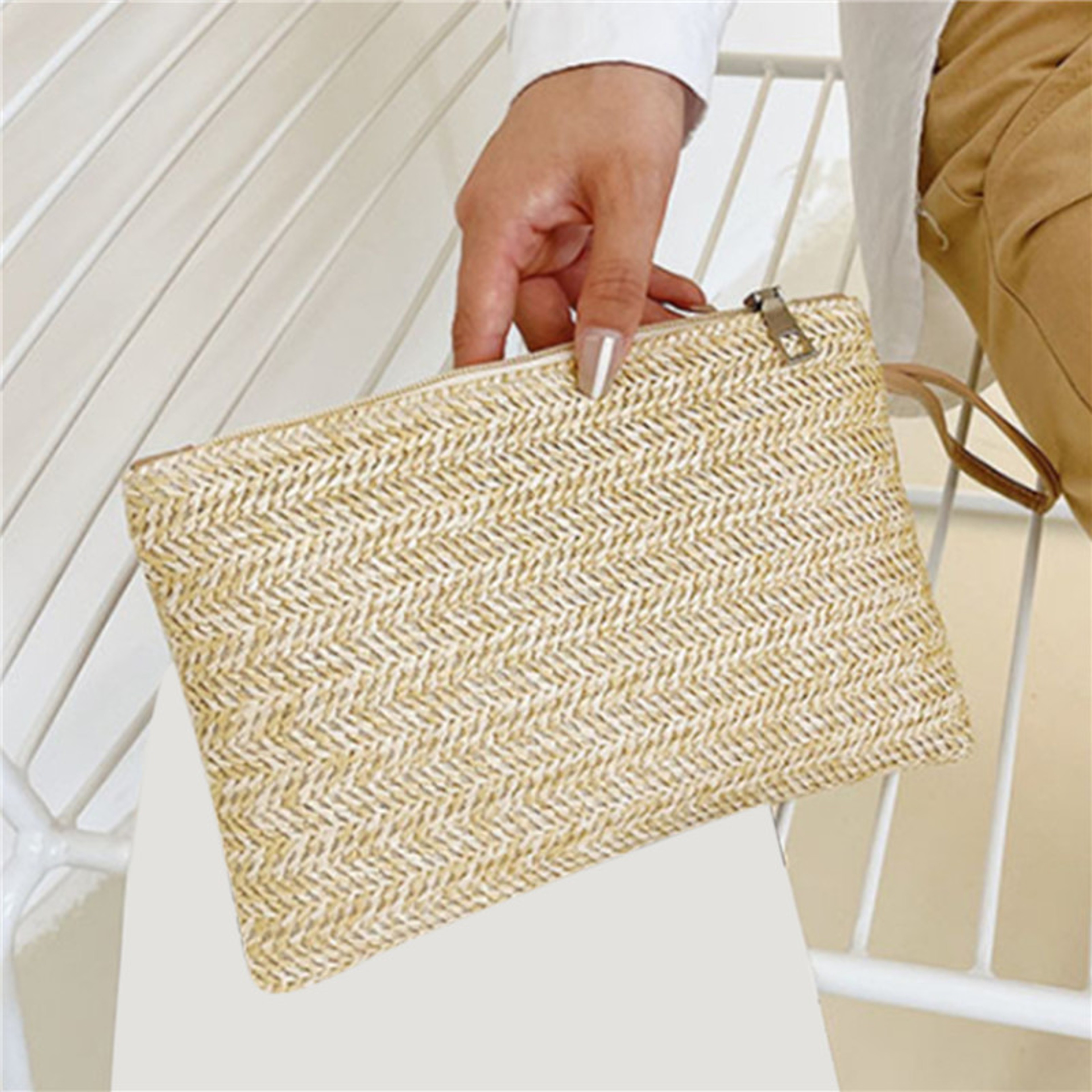 Summer Woven Straw Wristlet Clutch Chic Handmade Beach Wallet & Travel Phone Purse – view 3
