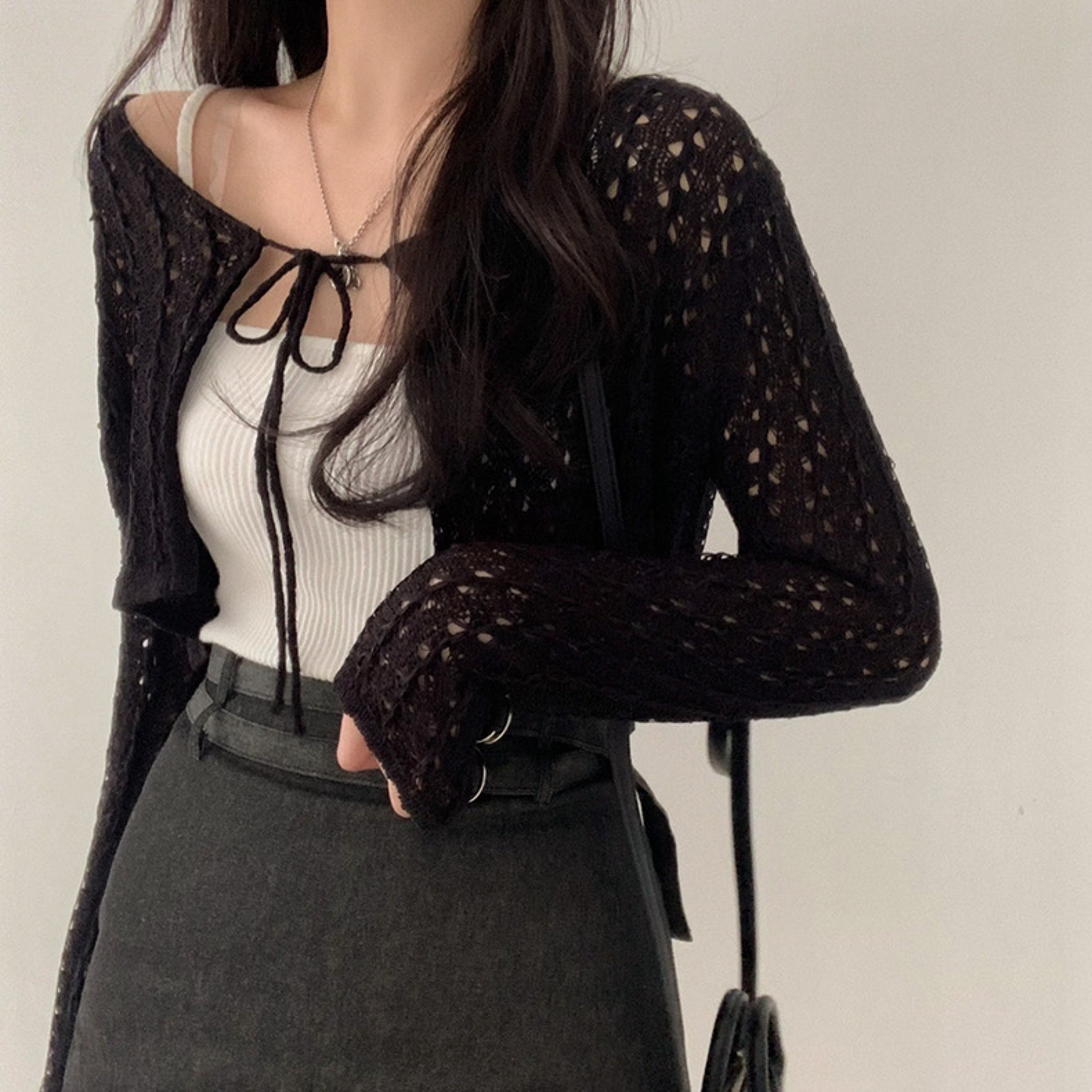 Boho Crochet Knit Tie Front Crop Cardigan Lightweight Summer Bolero 6