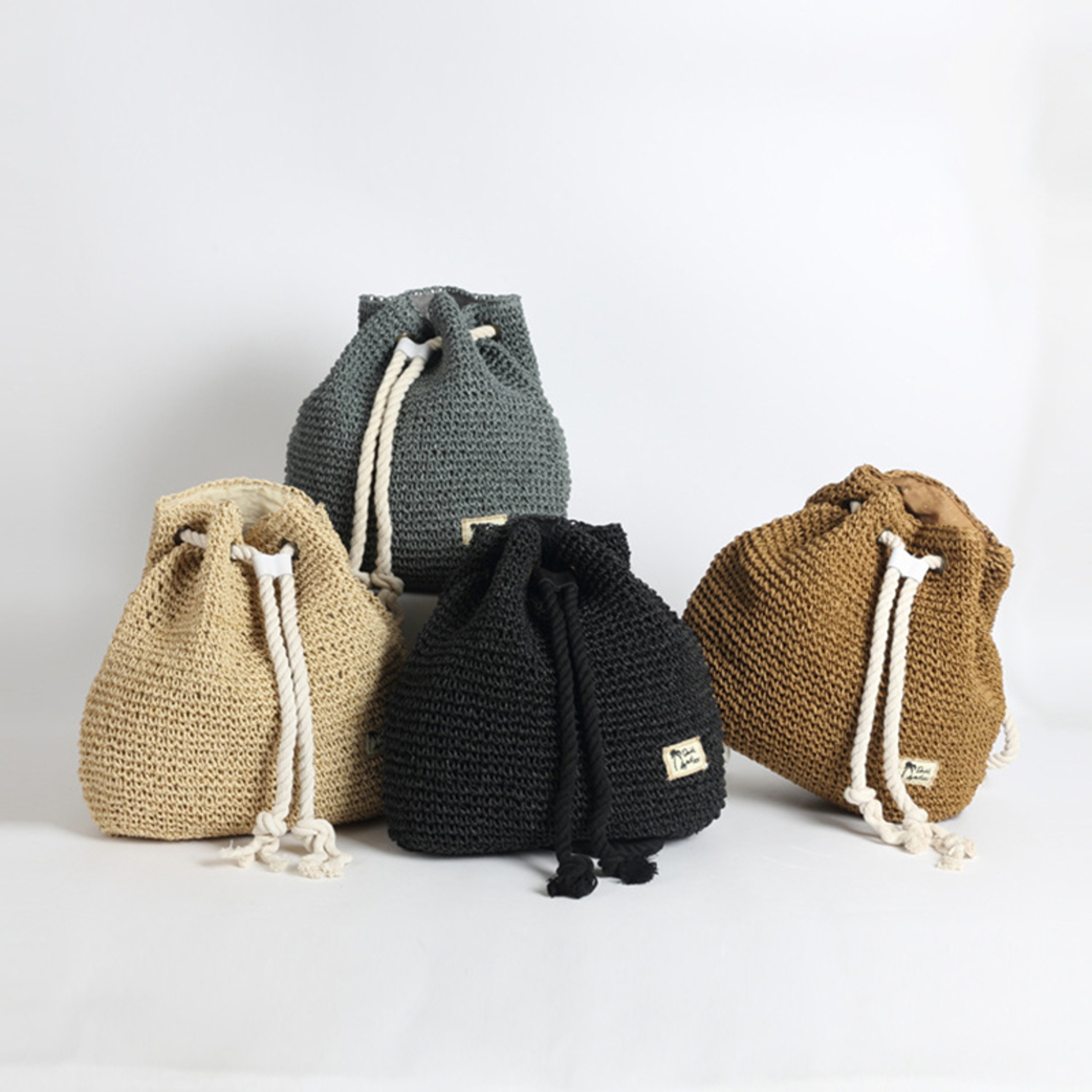Bohemian Straw Drawstring Backpack Handmade Summer Beach Bag – view 2