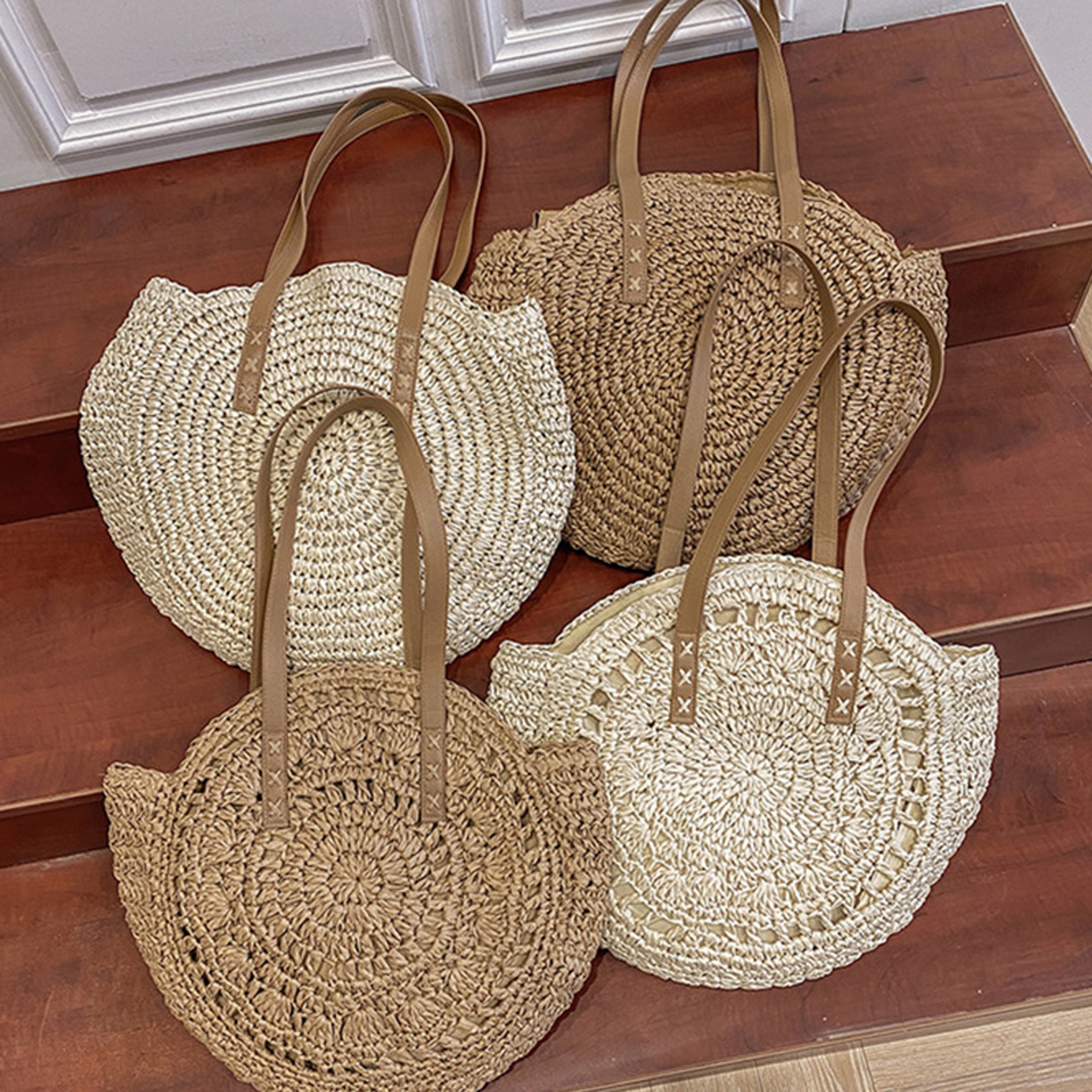 Summer Round Straw Woven Beach Bag – view 4