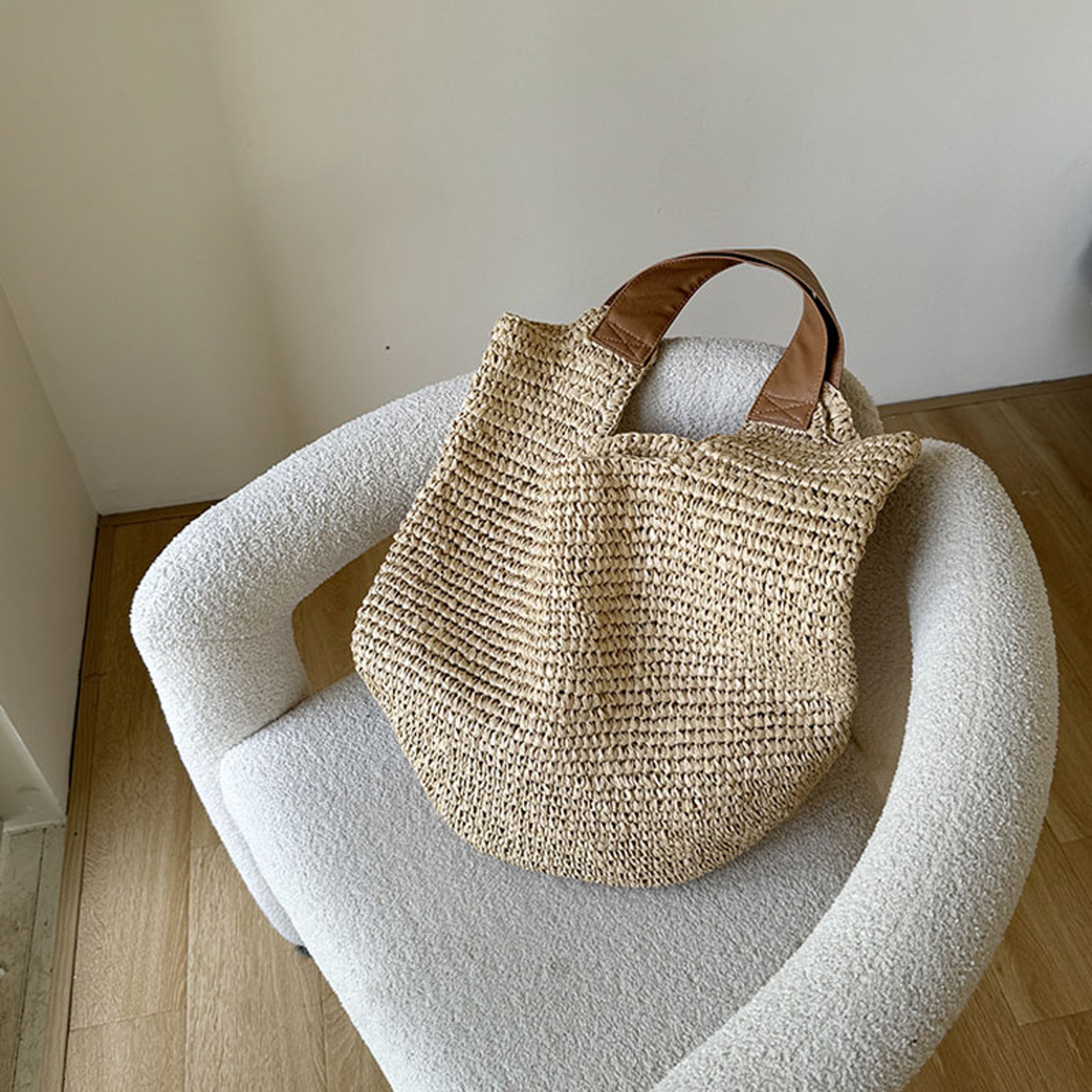 Large Capacity Woven Straw Tote Handmade Summer Shoulder Bag for Beach Vacation – view 4