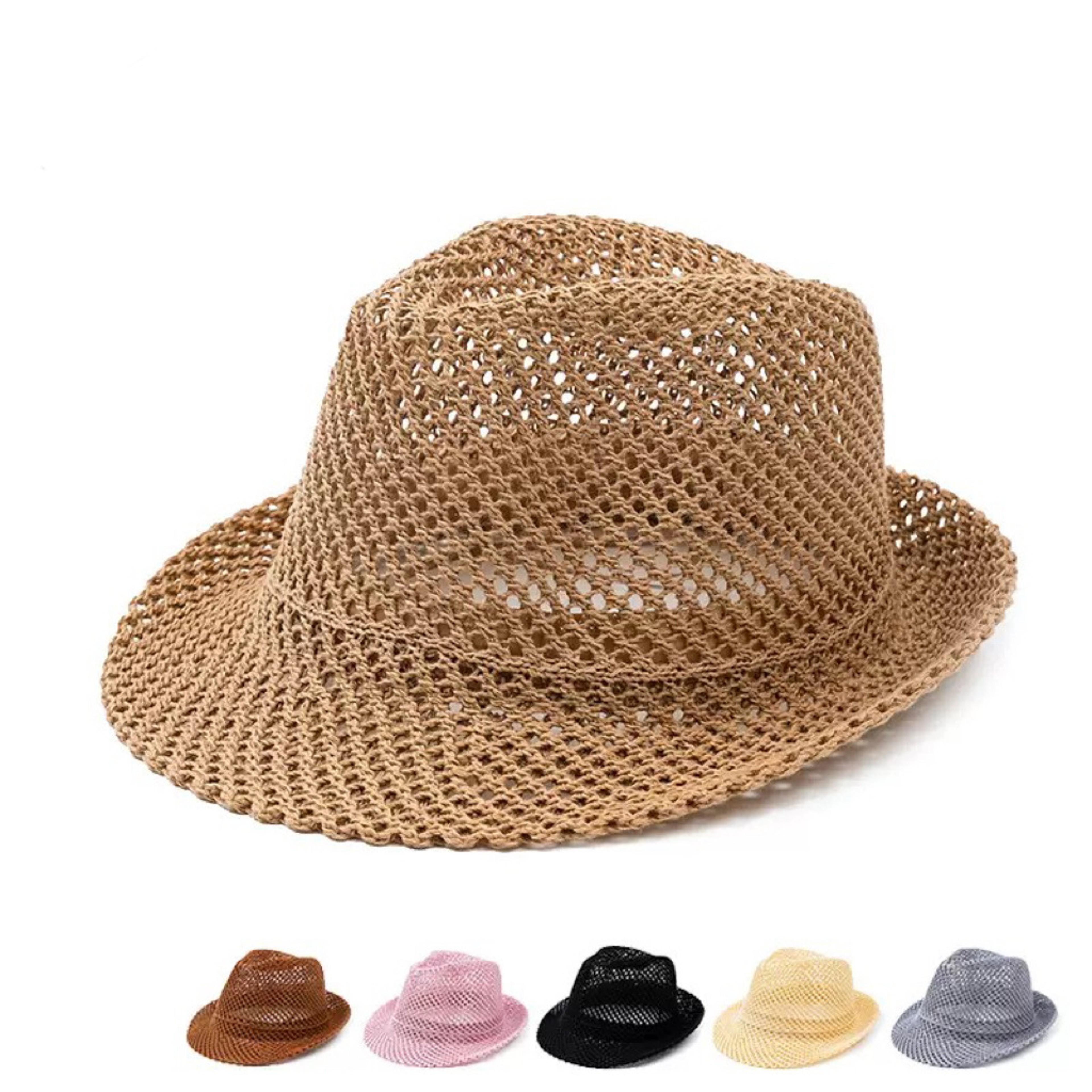 British Retro Breathable Straw Fedora – Men's Summer Sun Protection Jazz Hat – view 1