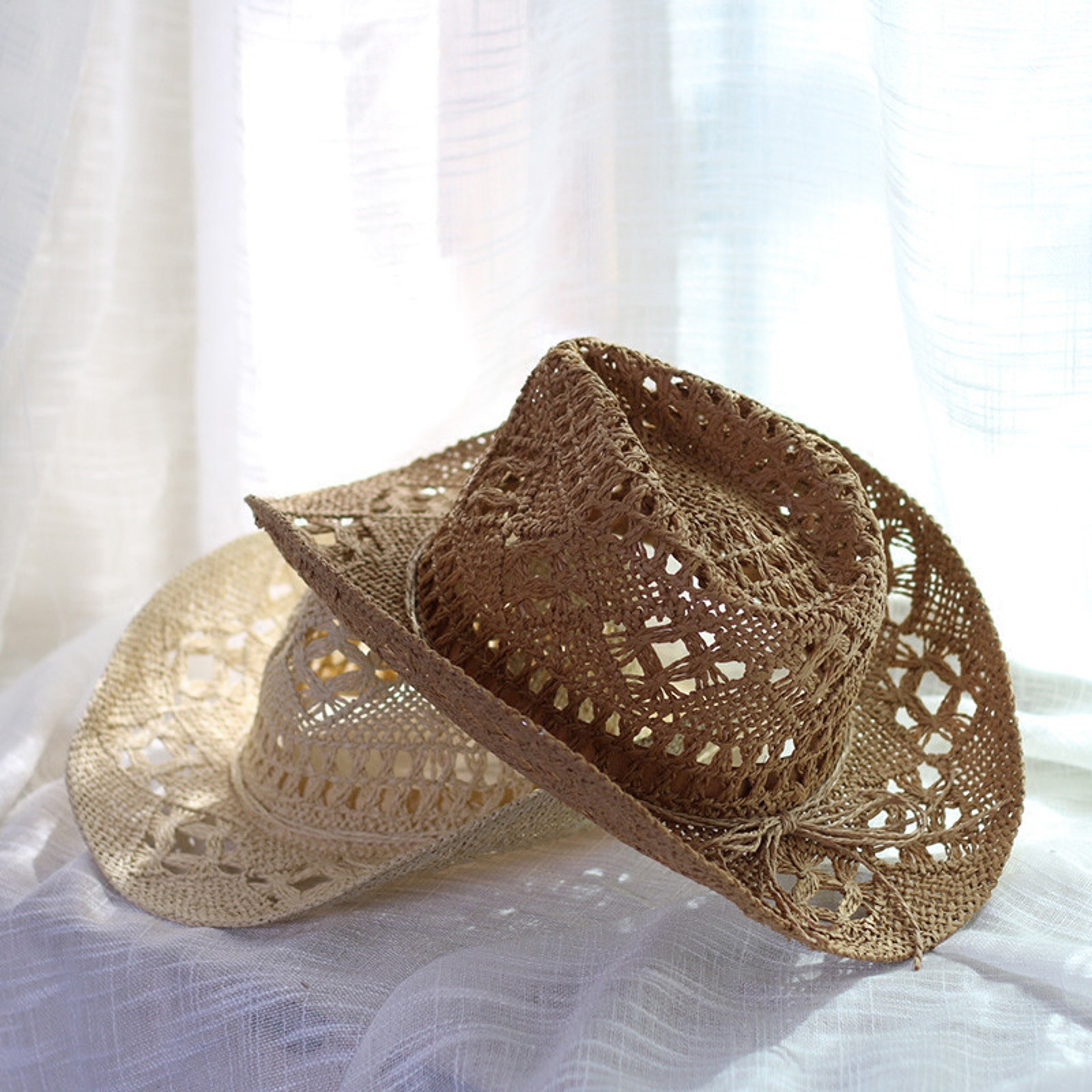 Handmade Straw Western Cowboy Hat - Unisex Sun Protection Beach & Party Cap – view 1