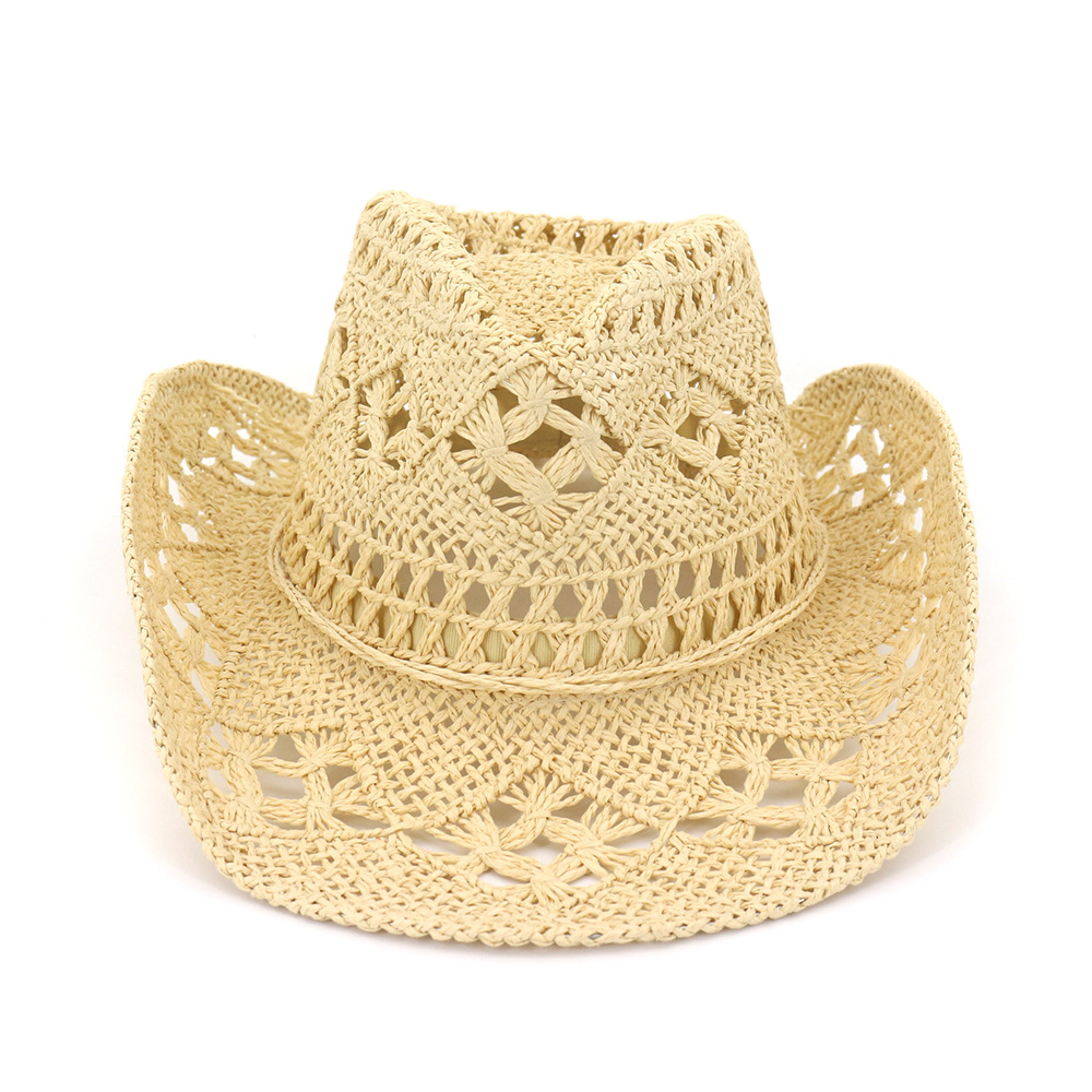 Handmade Straw Western Cowboy Hat - Unisex Sun Protection Beach & Party Cap – view 11