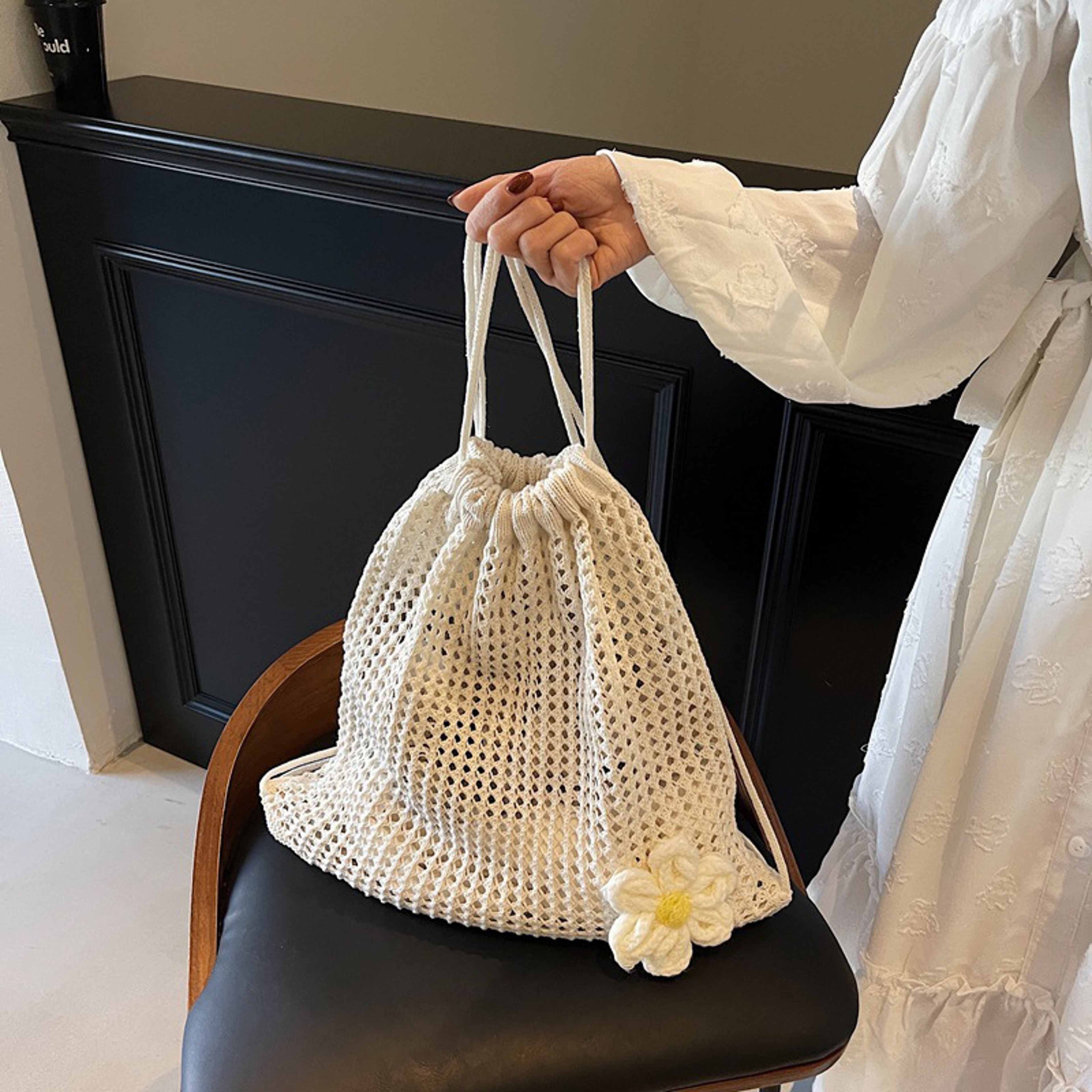 Bohemian Crochet Shoulder Bag – Large Capacity Knitted Beach Tote for Women – view 1