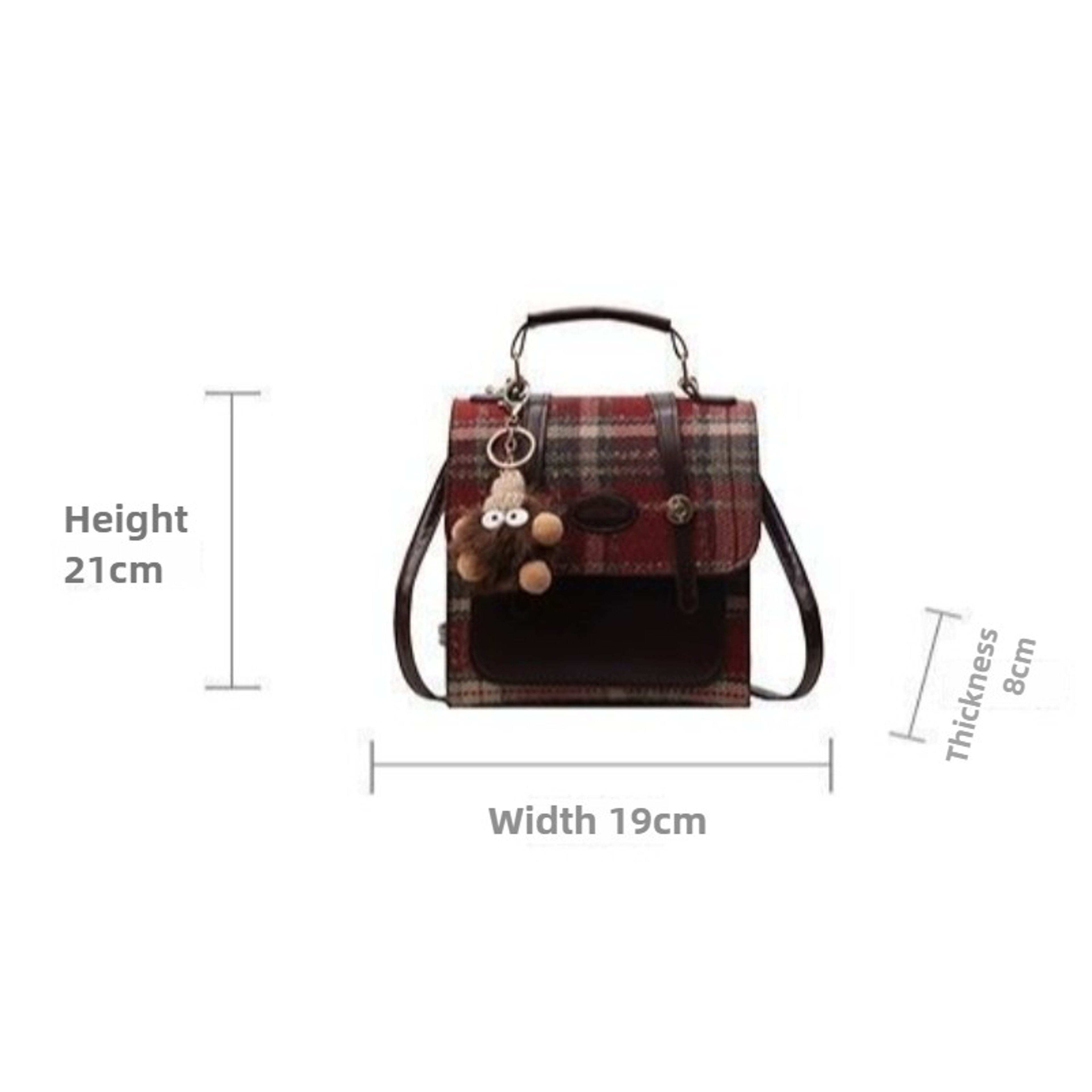 British Style Minimalist Checkered Backpack for Women – Vintage College Commuter Daypack – view 6