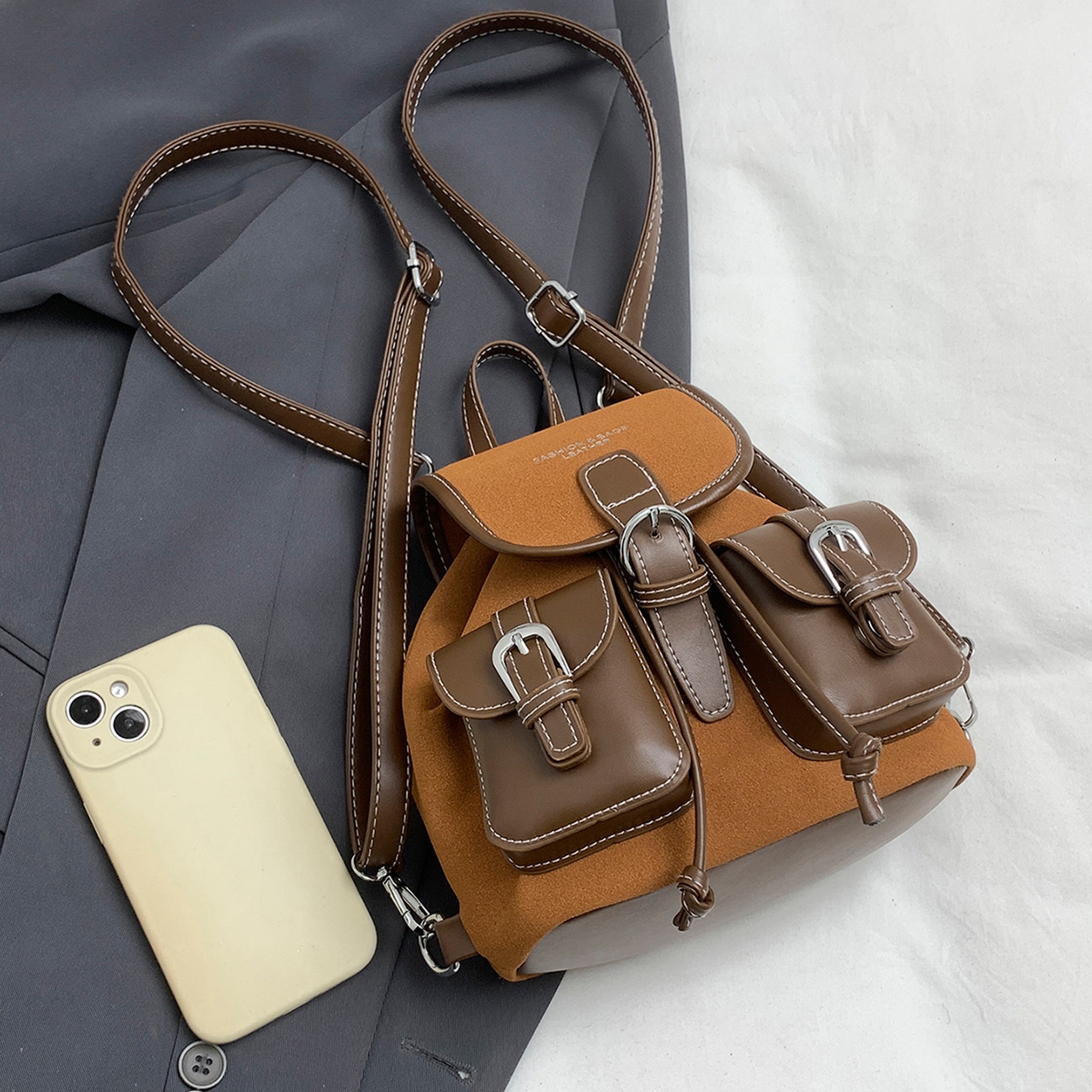 Retro Suede Backpack for Women: Stylish Commuter Bag and Vintage Travel Rucksack – view 5