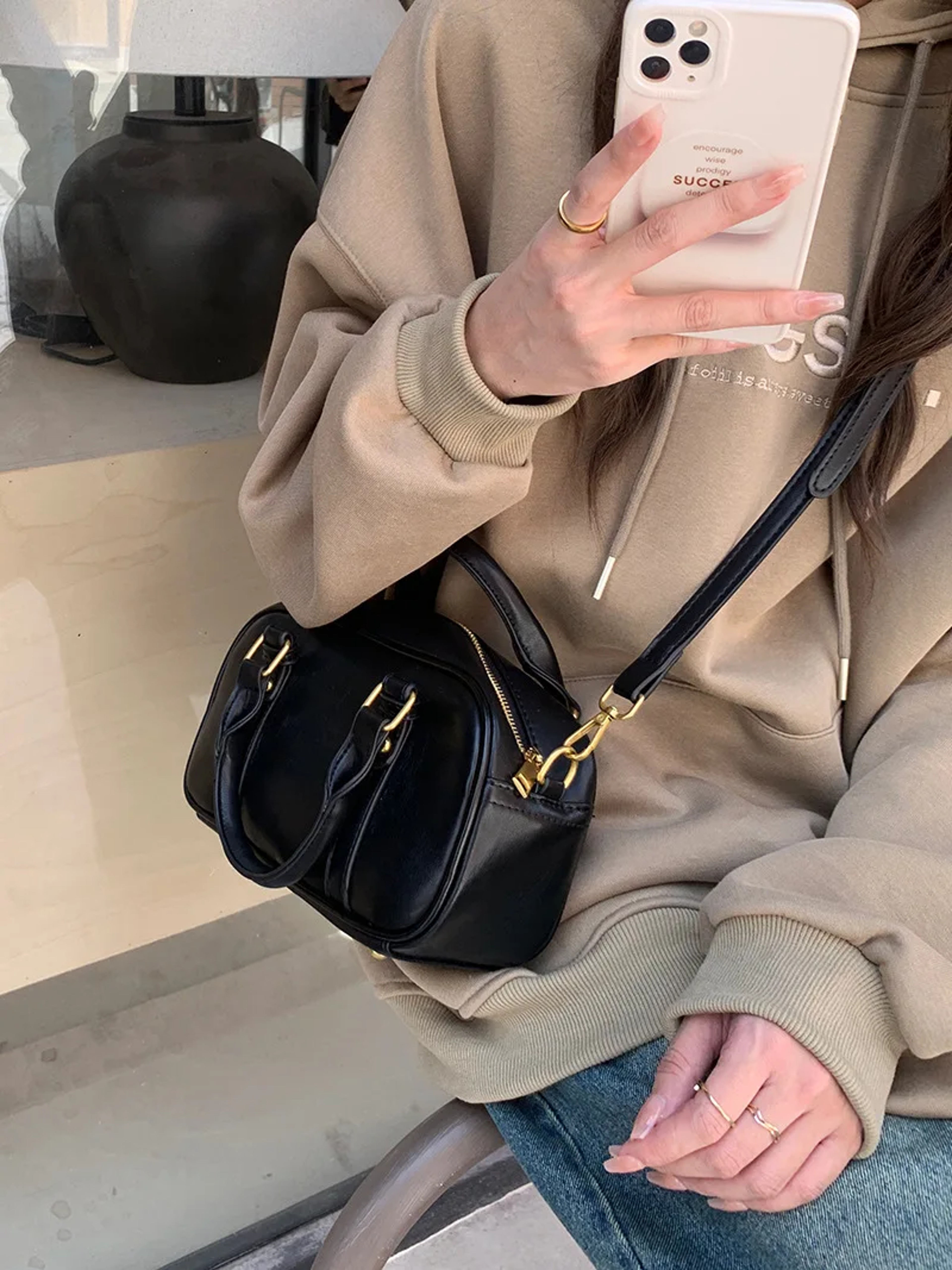 Vintage Maillard Style Retro PU Leather Shoulder Bag – Minimalist Women's Crossbody Handbag – view 5