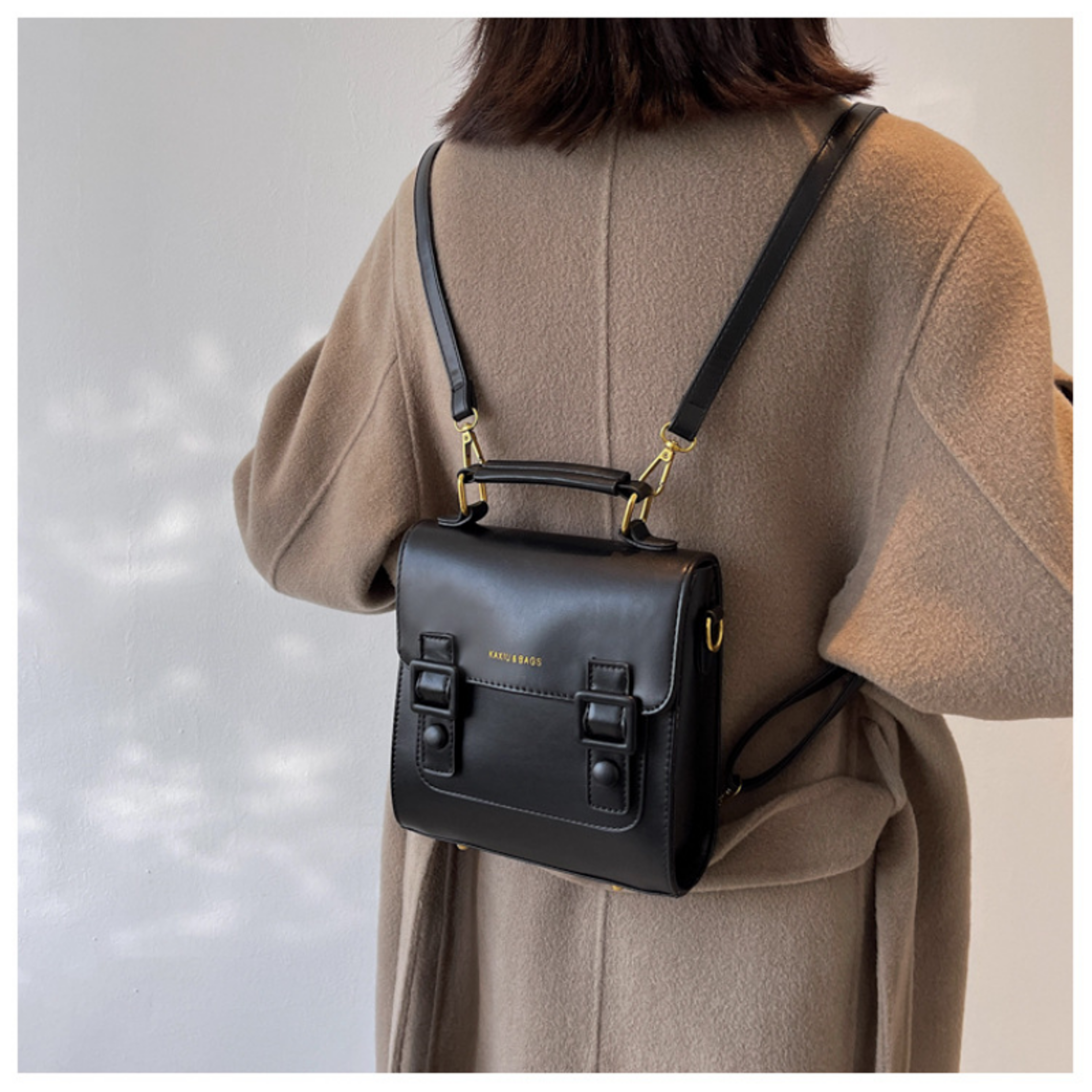 Vintage Convertible PU Leather JK Backpack and Crossbody Satchel for Women – view 3