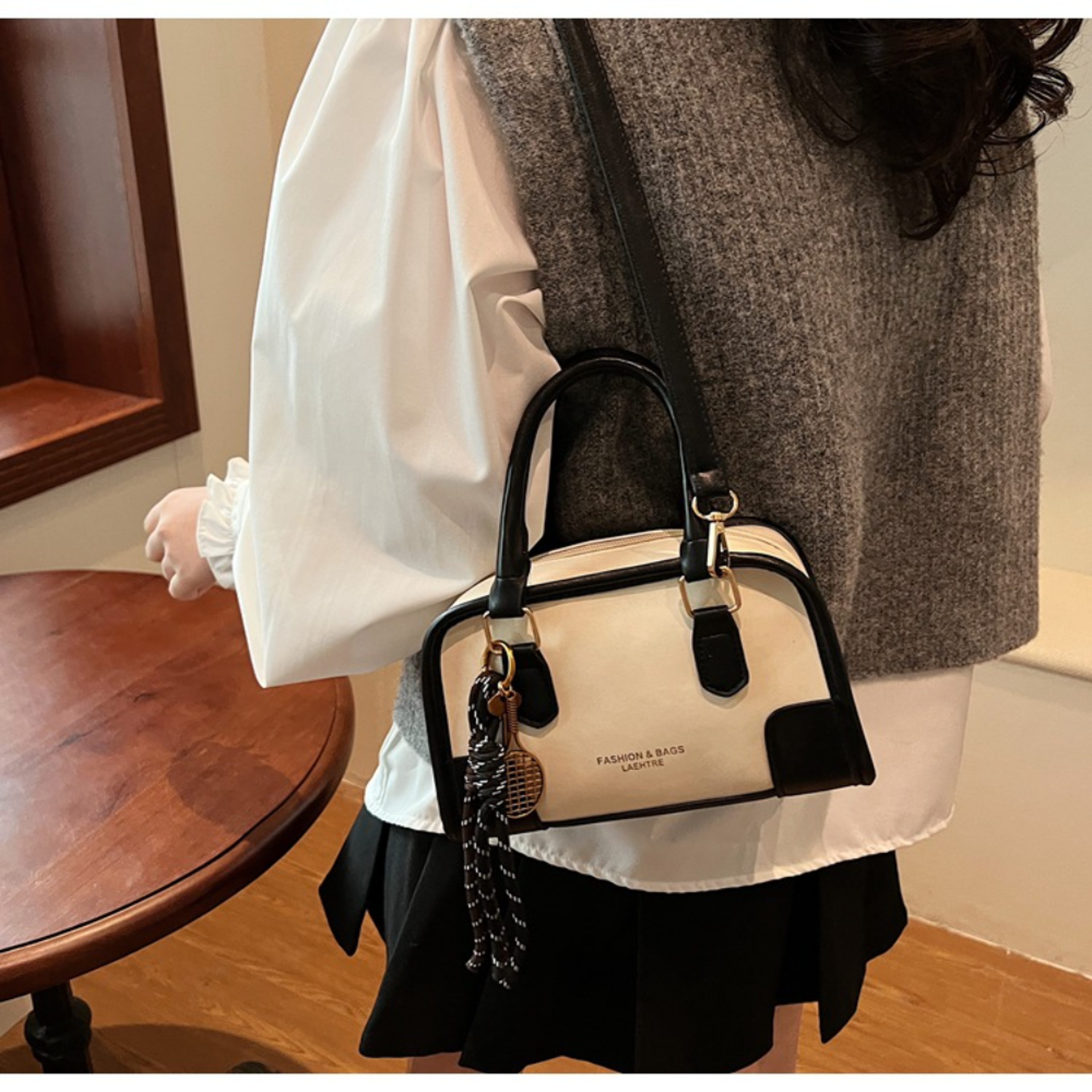 Mini Boston Bag Small Leather Crossbody Purse with Cute Pendant for Casual Commute – view 5