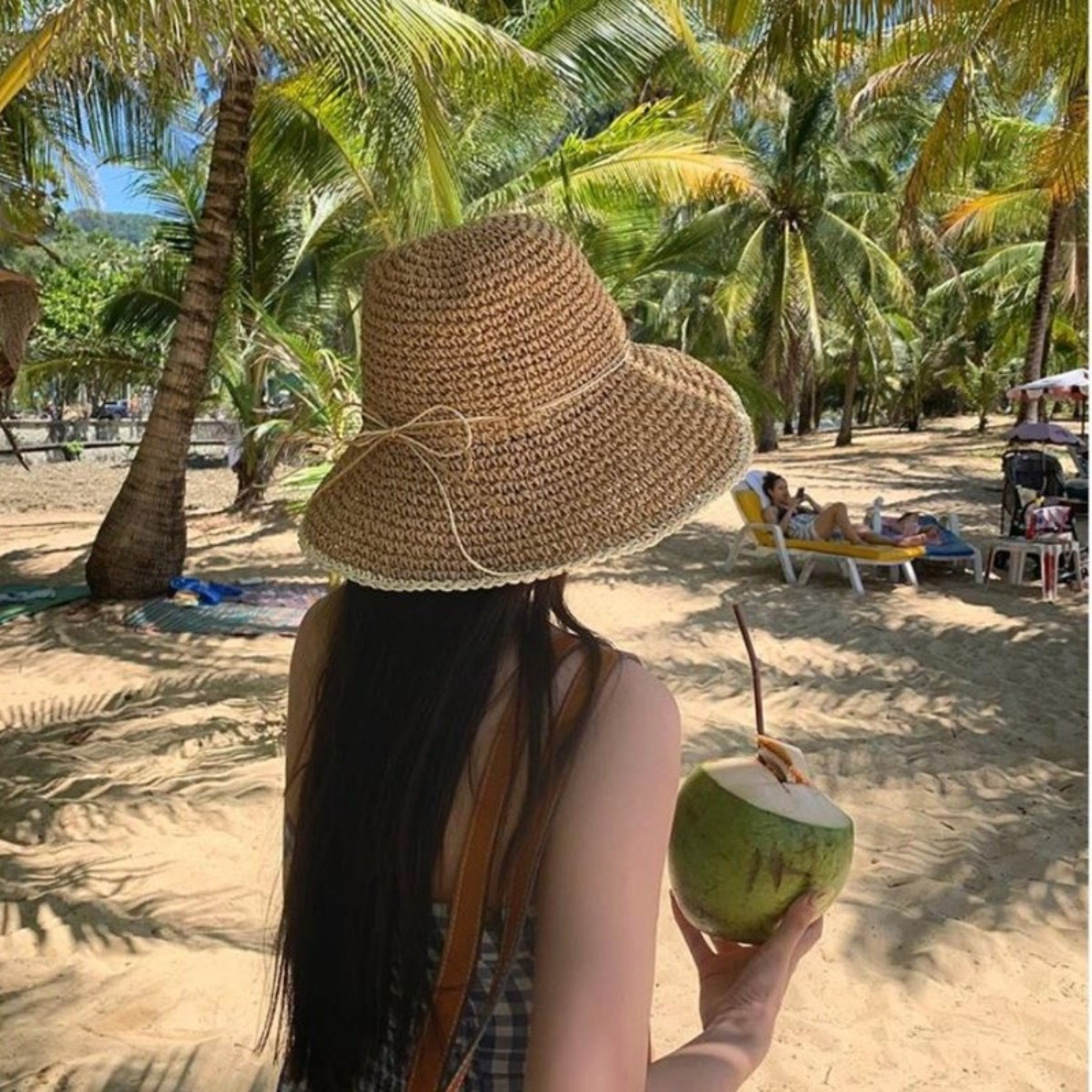 Hand Woven Wide Brim Straw Sun Hat For Women Summer Beach Visor 0