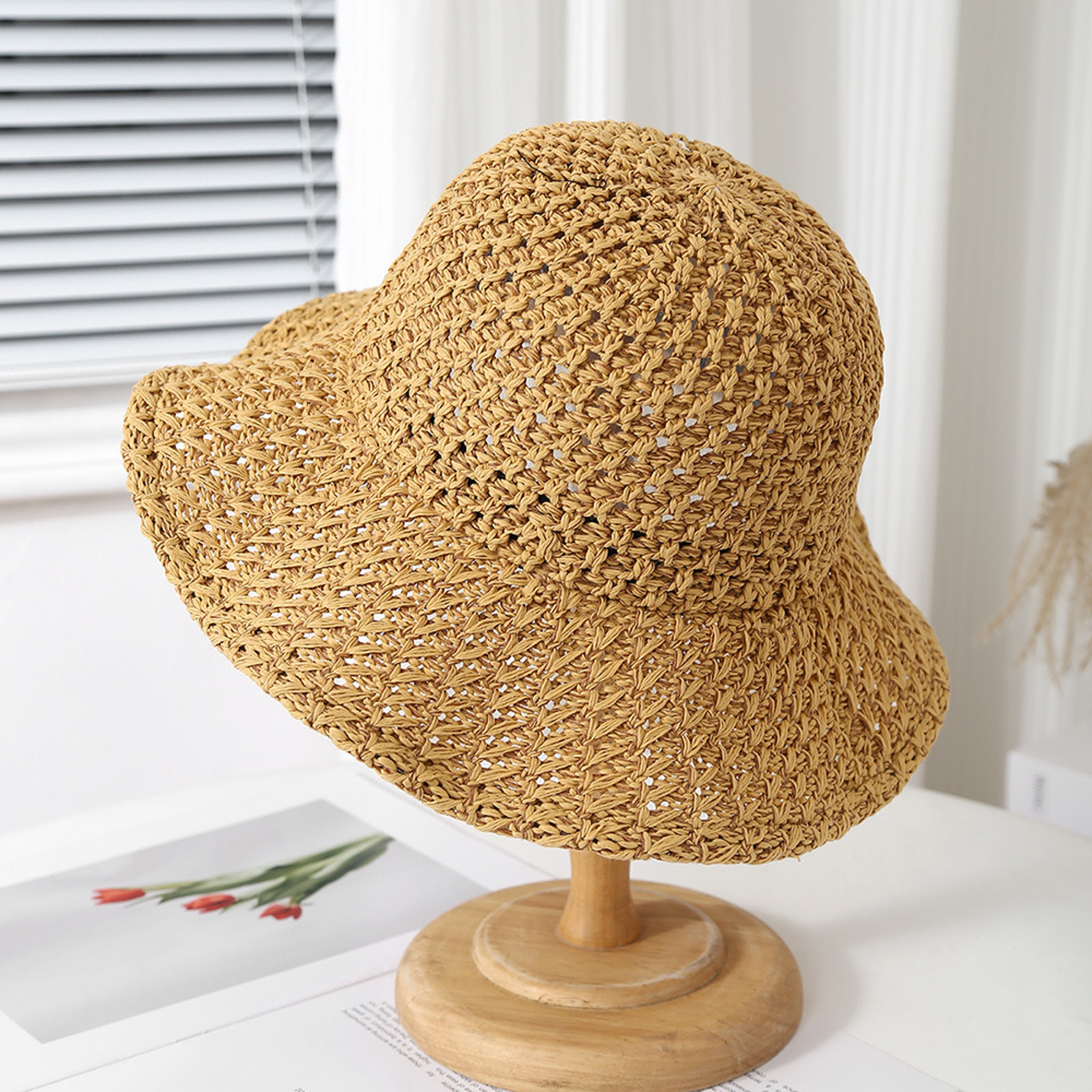 Womens Wide Brim Sun Hat Foldable Breathable Fisherman Cap For Beach Travel 6