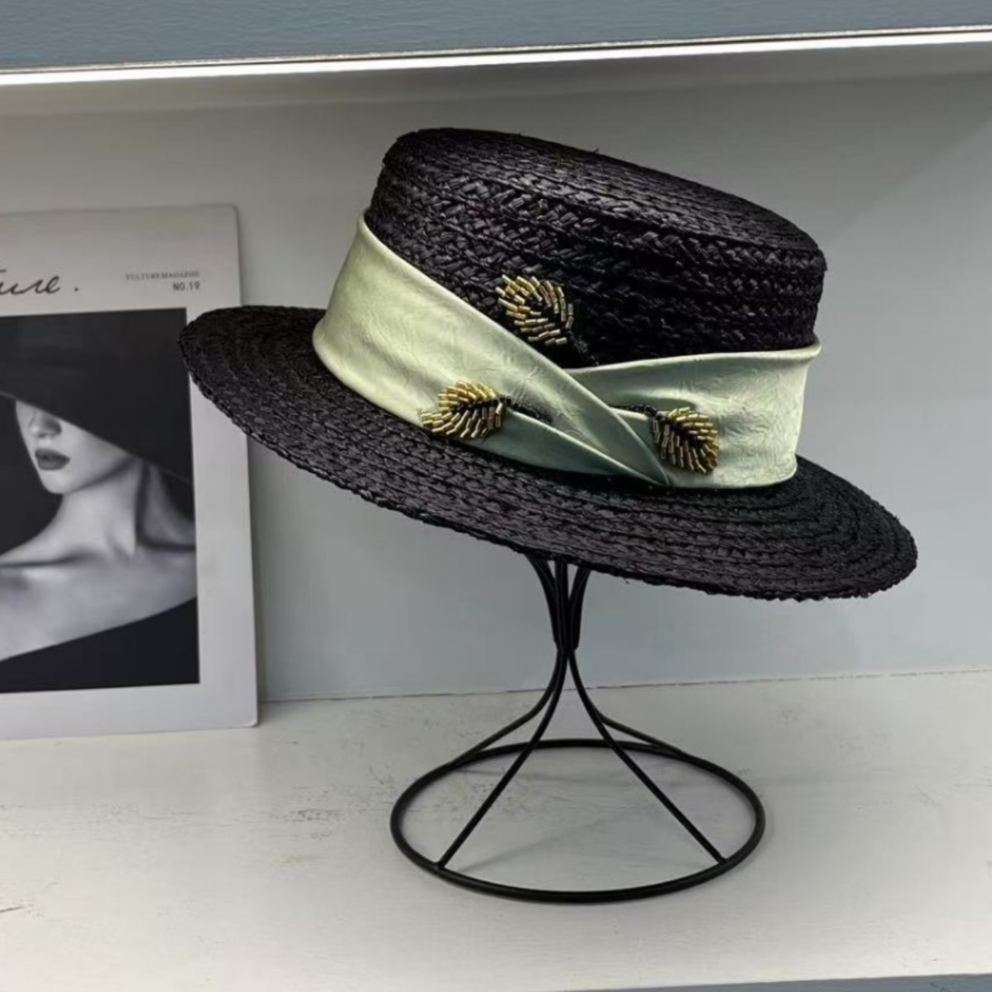 Elegant French Style Lafite Grass Flat Top Sun Hat for Women – view 2