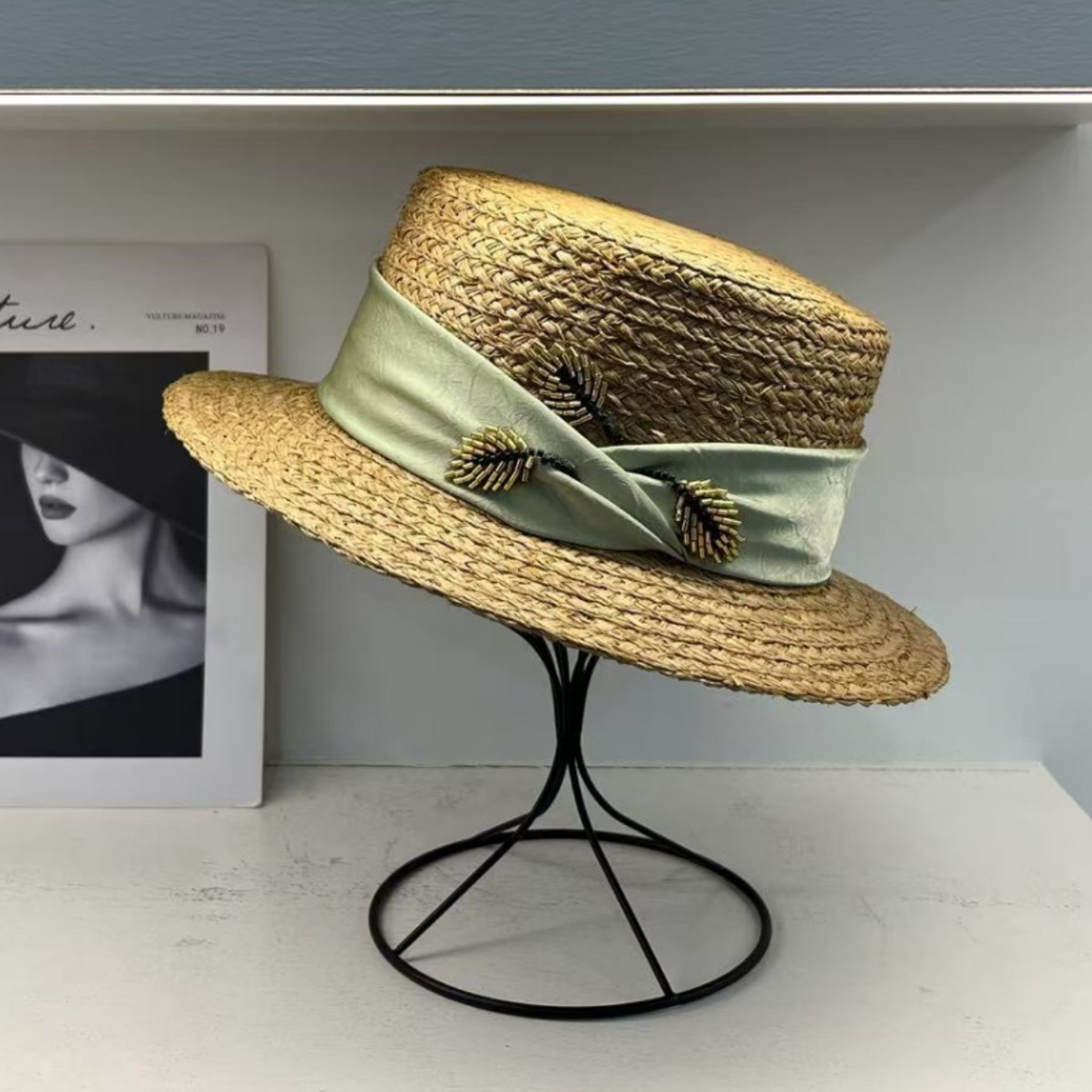 Elegant French Style Lafite Grass Flat Top Sun Hat for Women – view 3