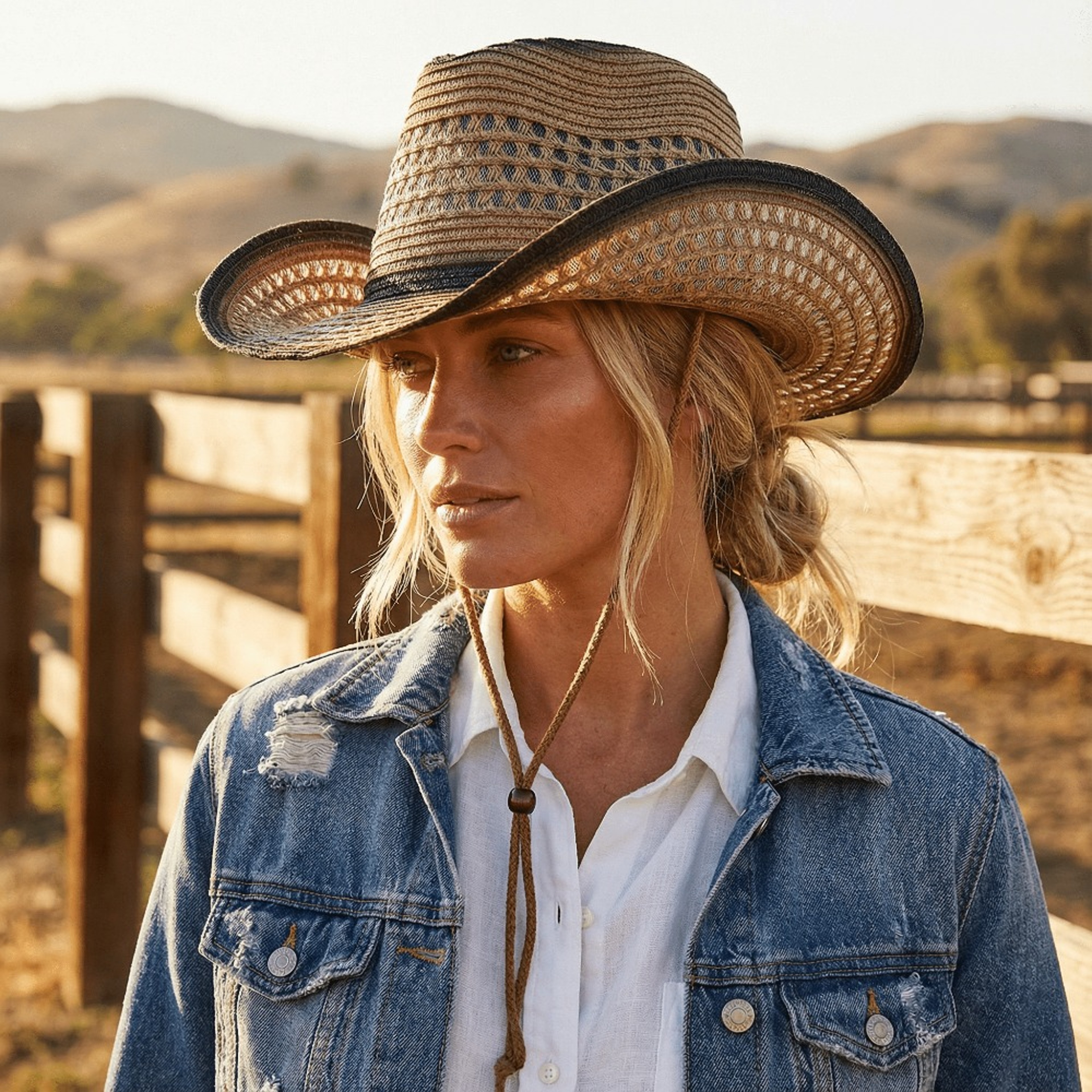 Unisex Western Cowboy Straw Hat Wide-Brim Summer Sun Hat for Beach and Travel – view 3