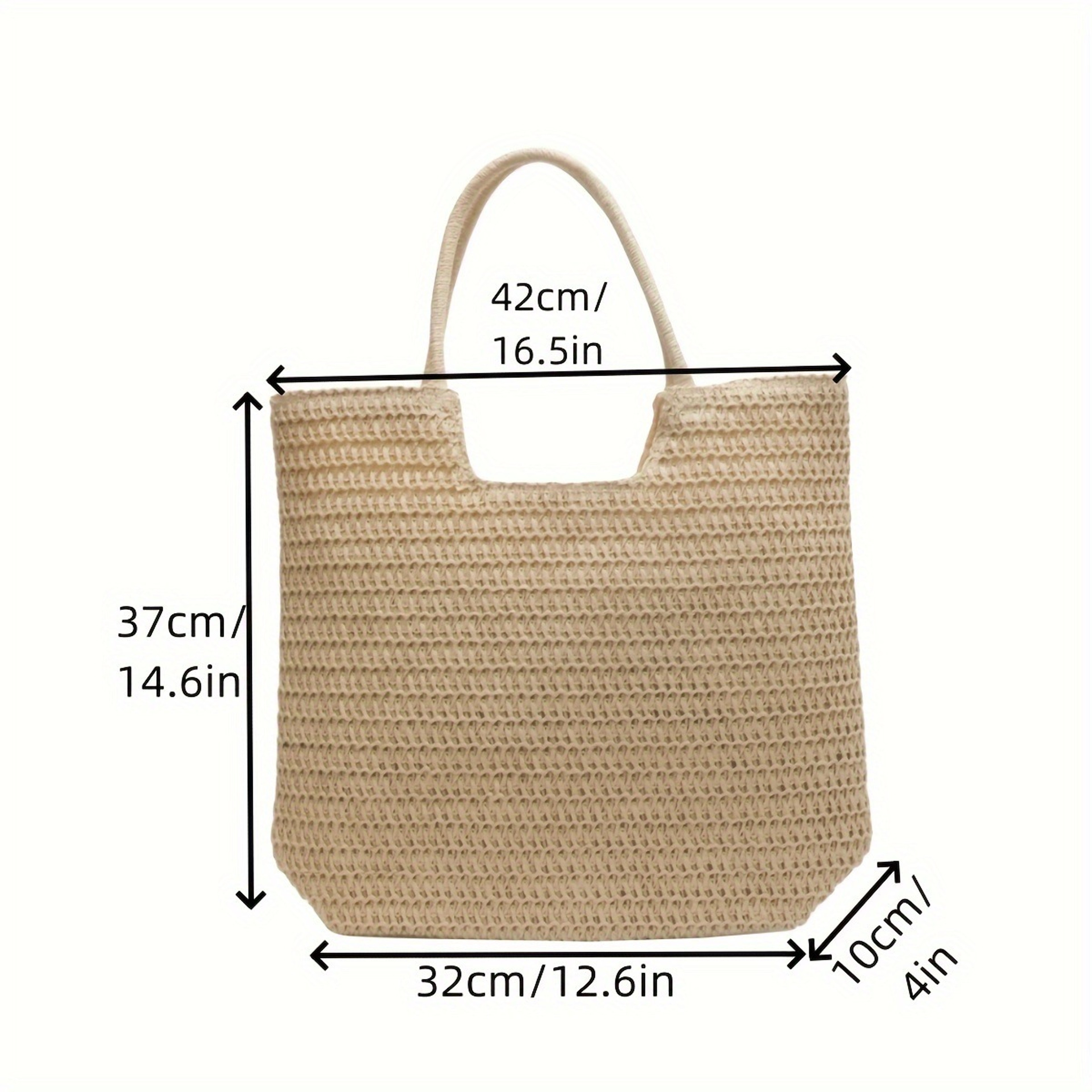 Bohemian Woven Straw Tote: Handmade Vintage Style Summer Beach Bag – view 5