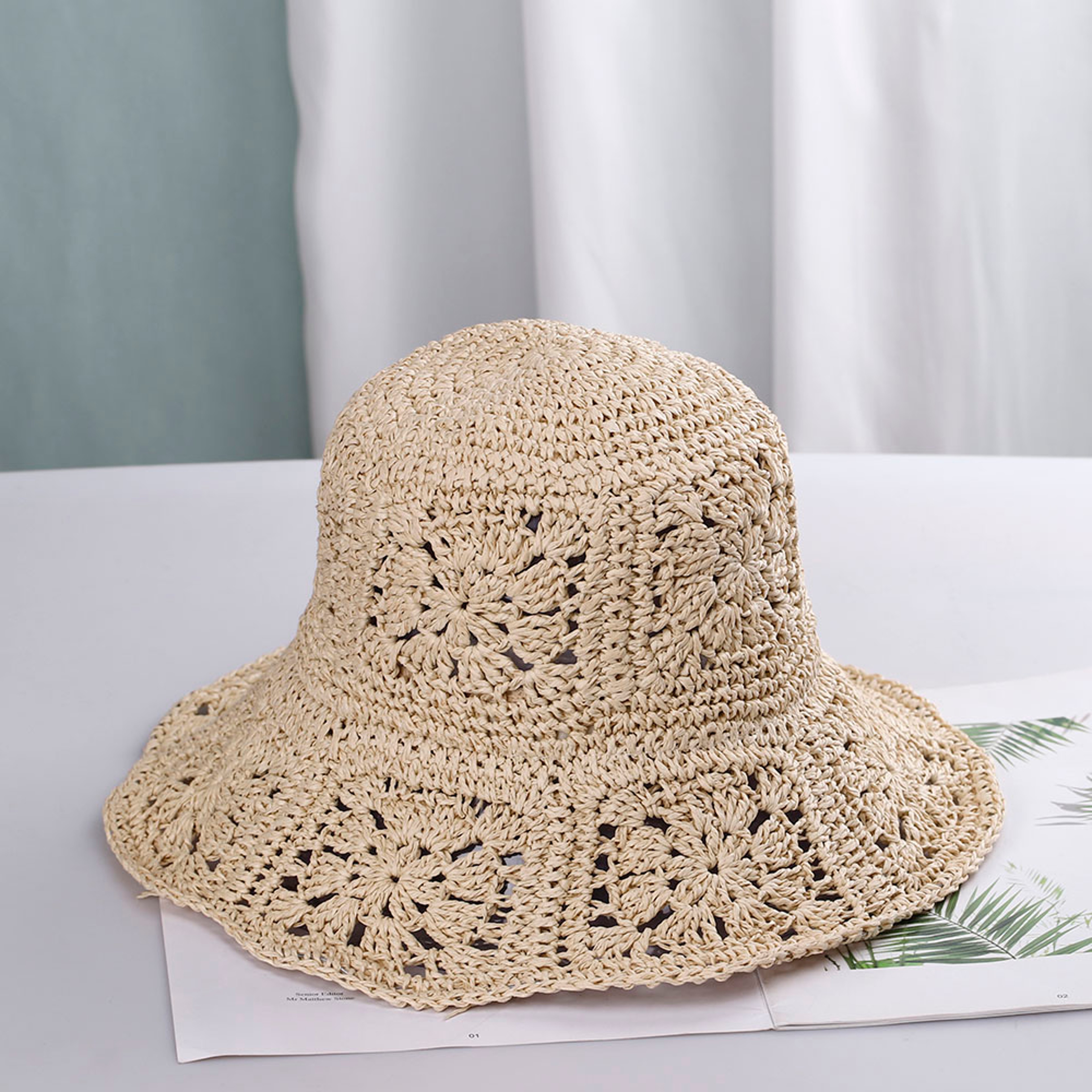 Women's Straw Bucket Hat: Packable Summer Sun Hat for UV Protection & Beach Vacation Style – view 7