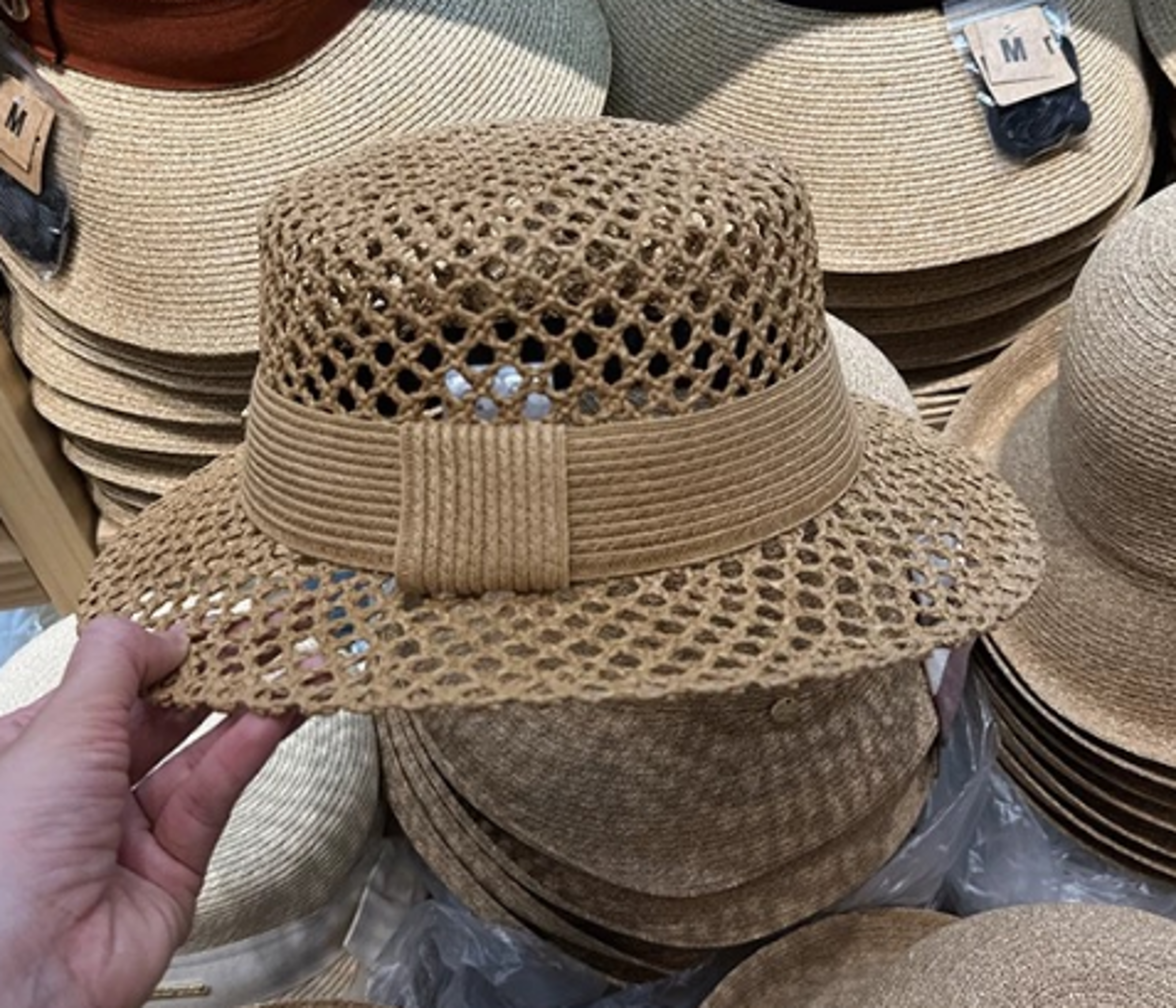 Handmade Raffia Wide Brim Beach Hat Summer Sun Hat Packable Straw Fedora – view 7