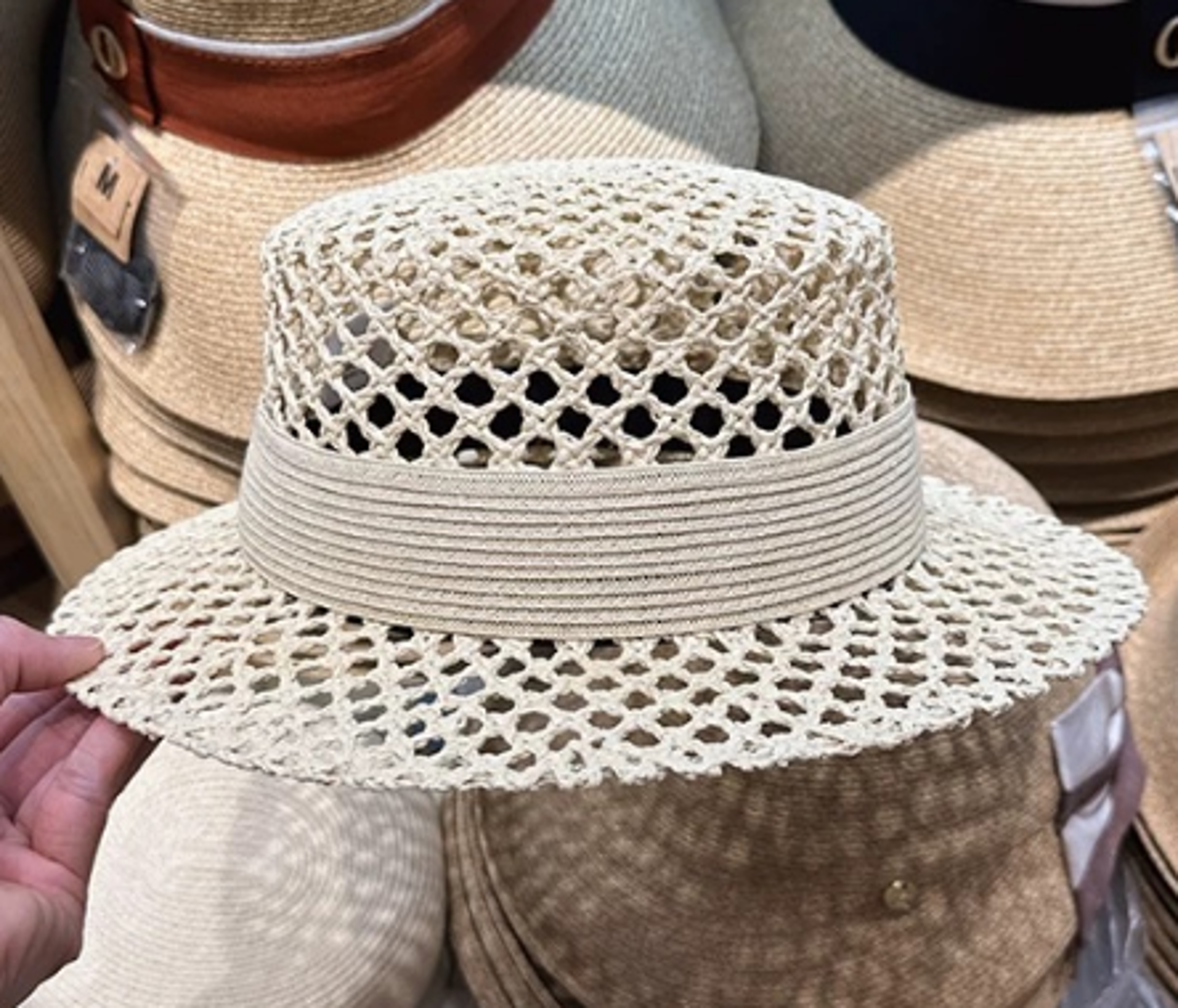 Handmade Raffia Wide Brim Beach Hat Summer Sun Hat Packable Straw Fedora – view 9