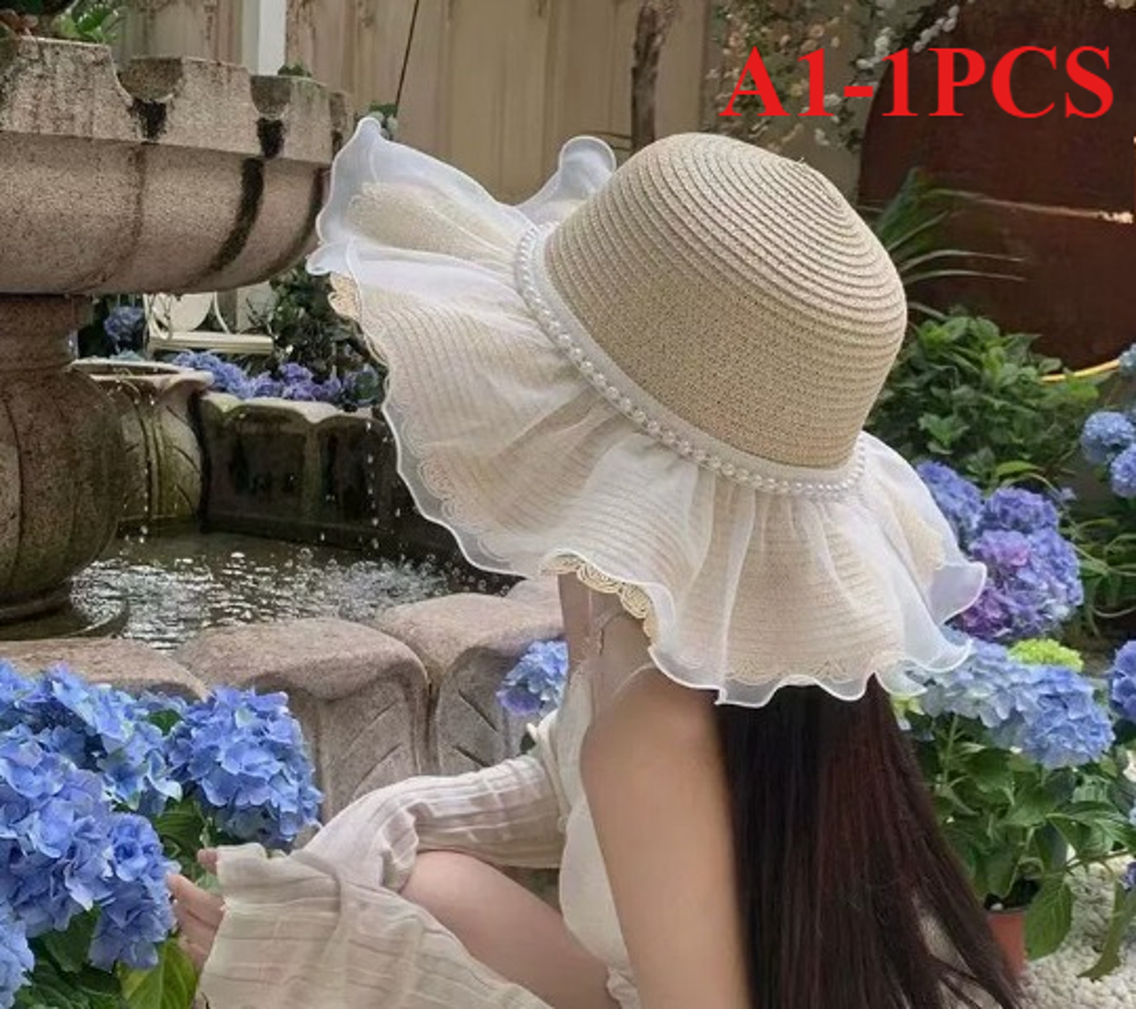 Elegant Wide Brim Women's Straw Hat – Korean Style Beach Vacation Sun Protection Hat – view 6
