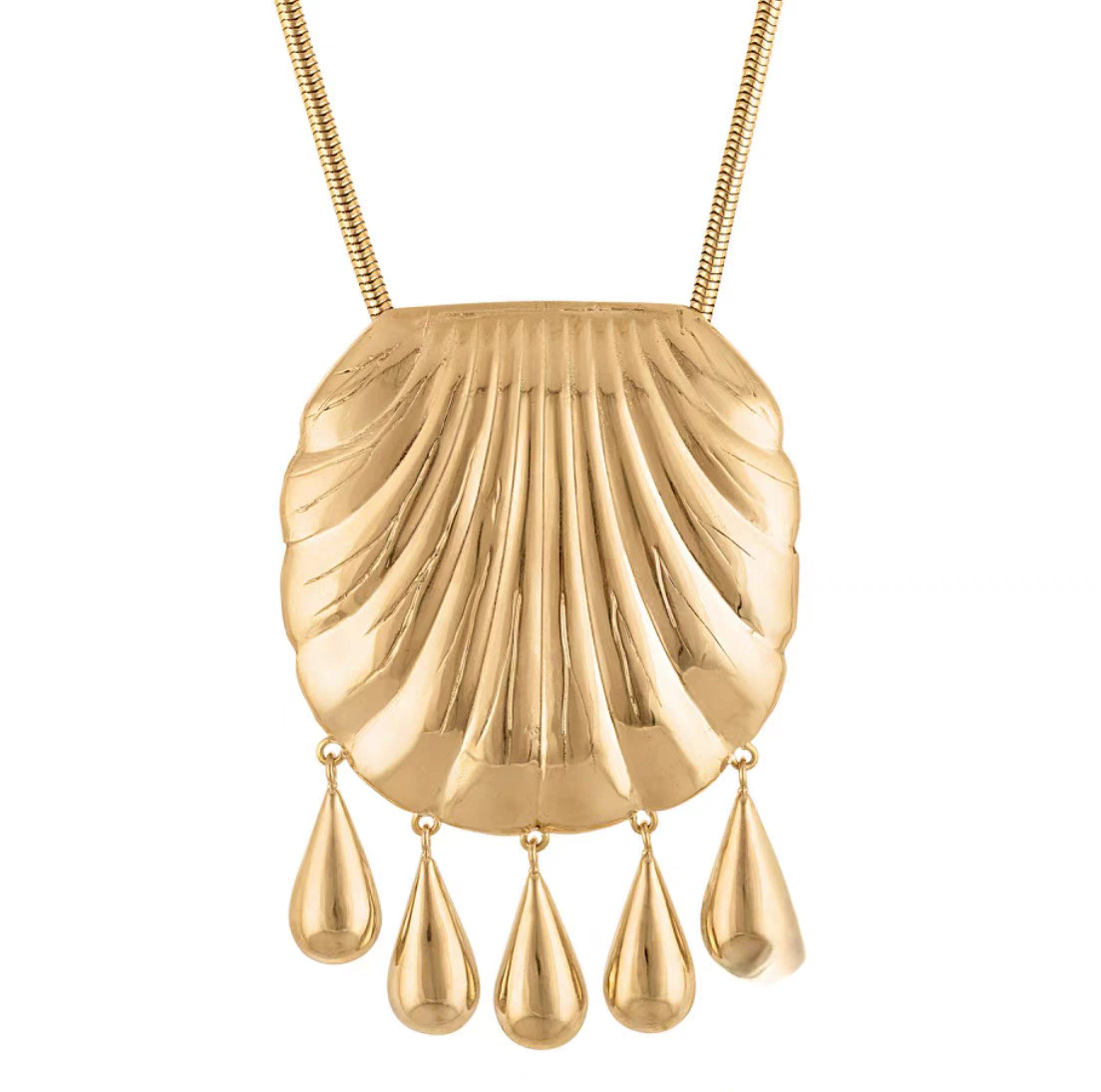Vintage Inspired Shell Statement Necklace with Tassel Water Drop Pendant – view 7