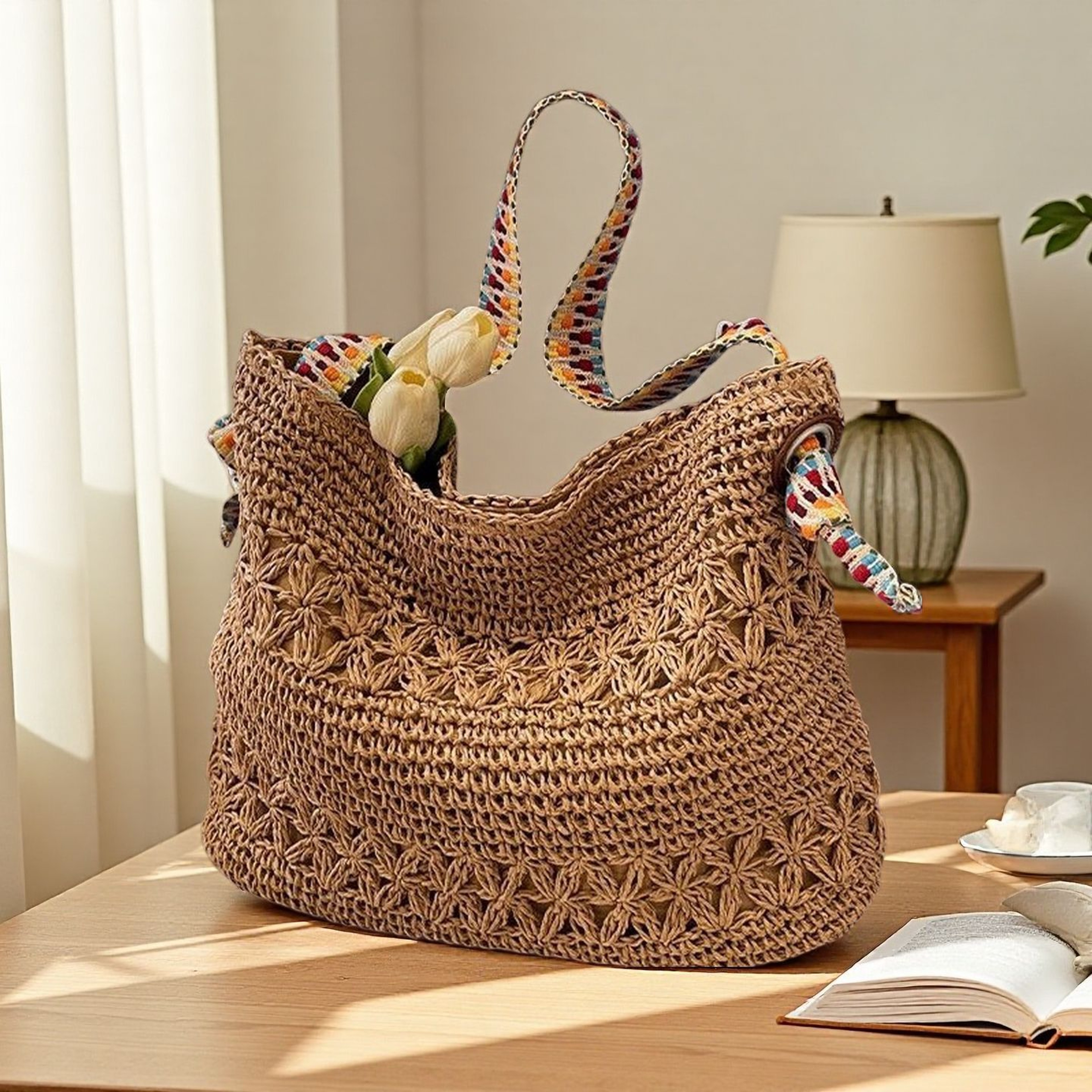 Large Capacity Woven Straw Bag: Essential Summer Beach Handbag and Boho Travel Tote – view 2