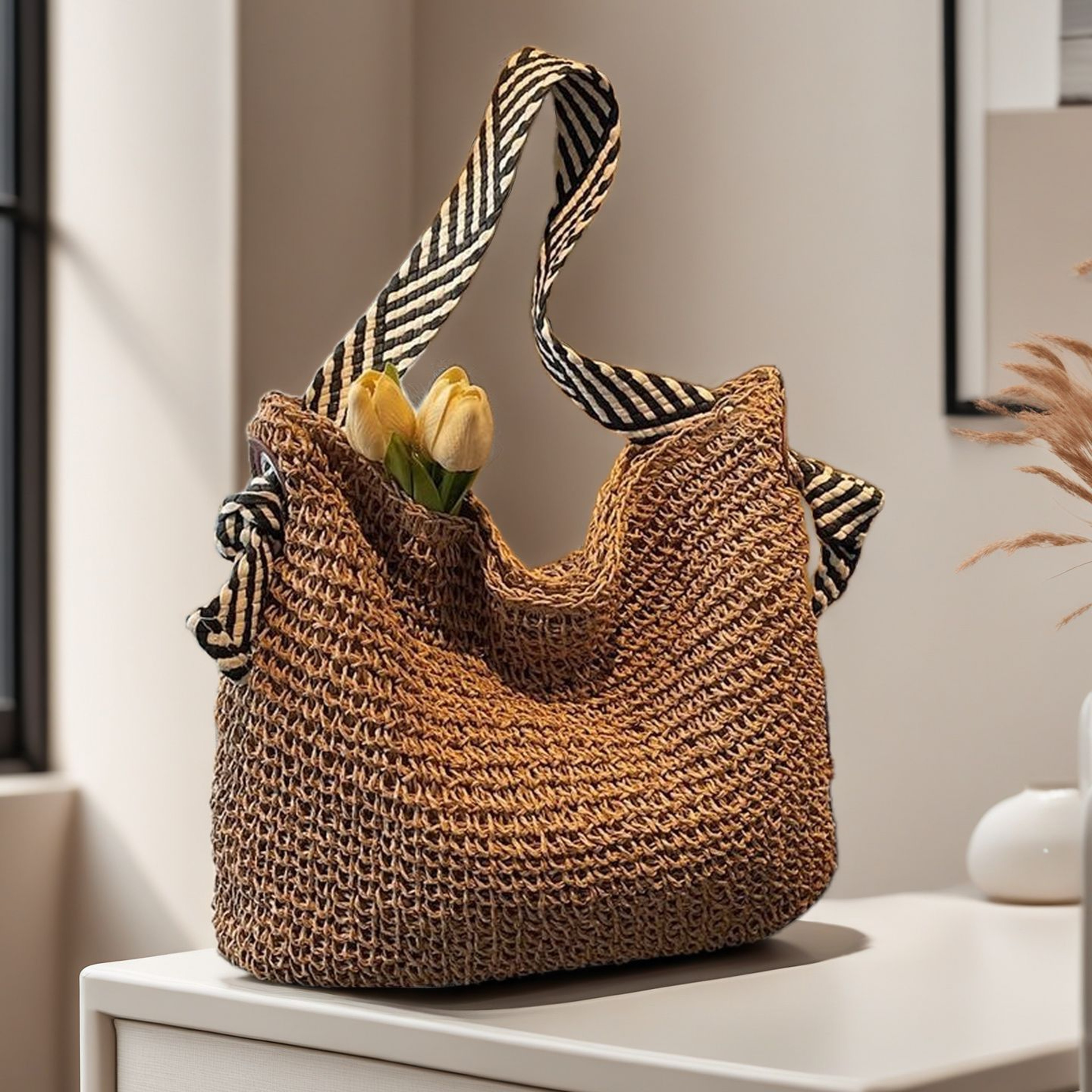 Large Capacity Woven Straw Bag: Essential Summer Beach Handbag and Boho Travel Tote – view 8