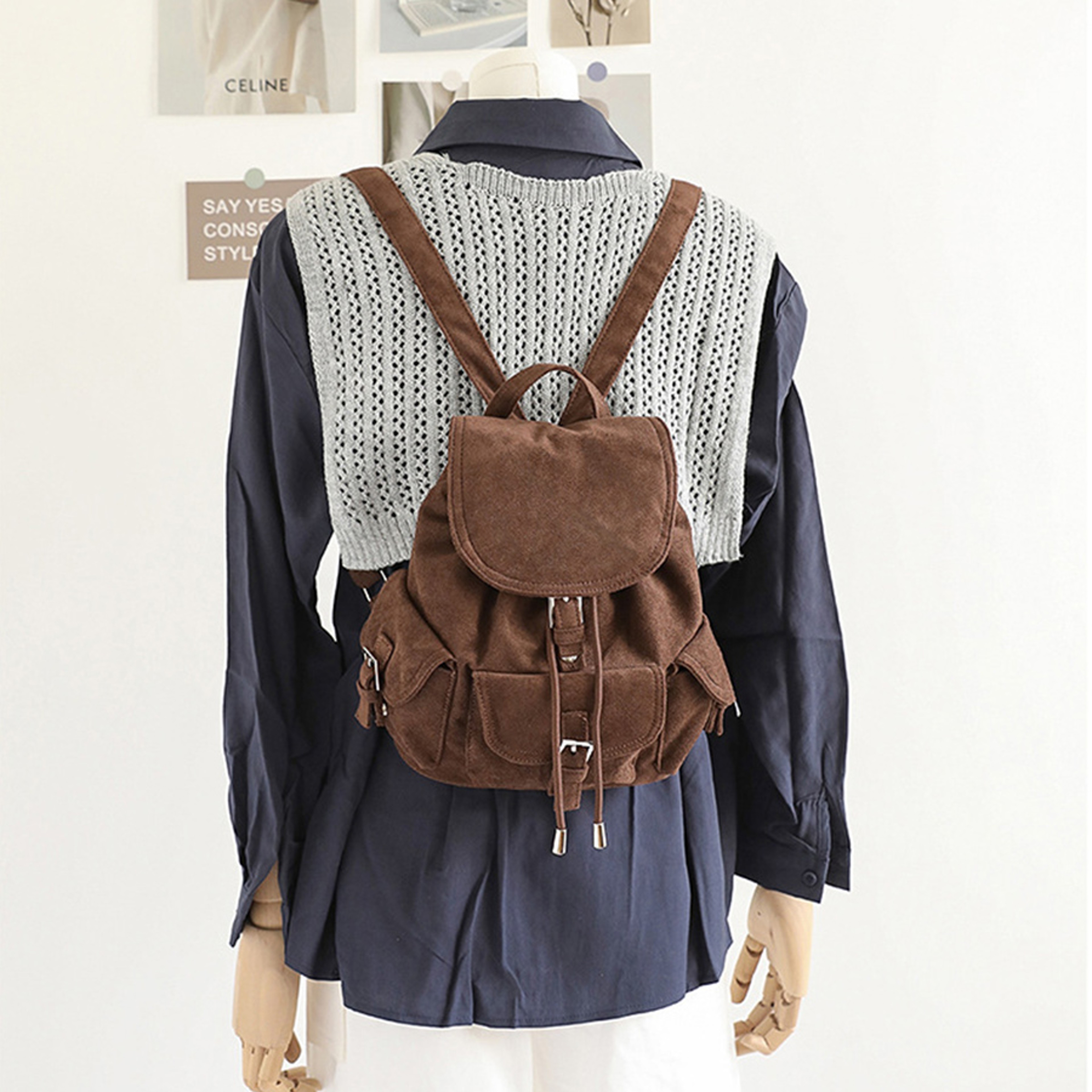 Premium Suede Backpack for Women – Stylish Commuter Shoulder Bag & Casual Travel Daypack – view 3