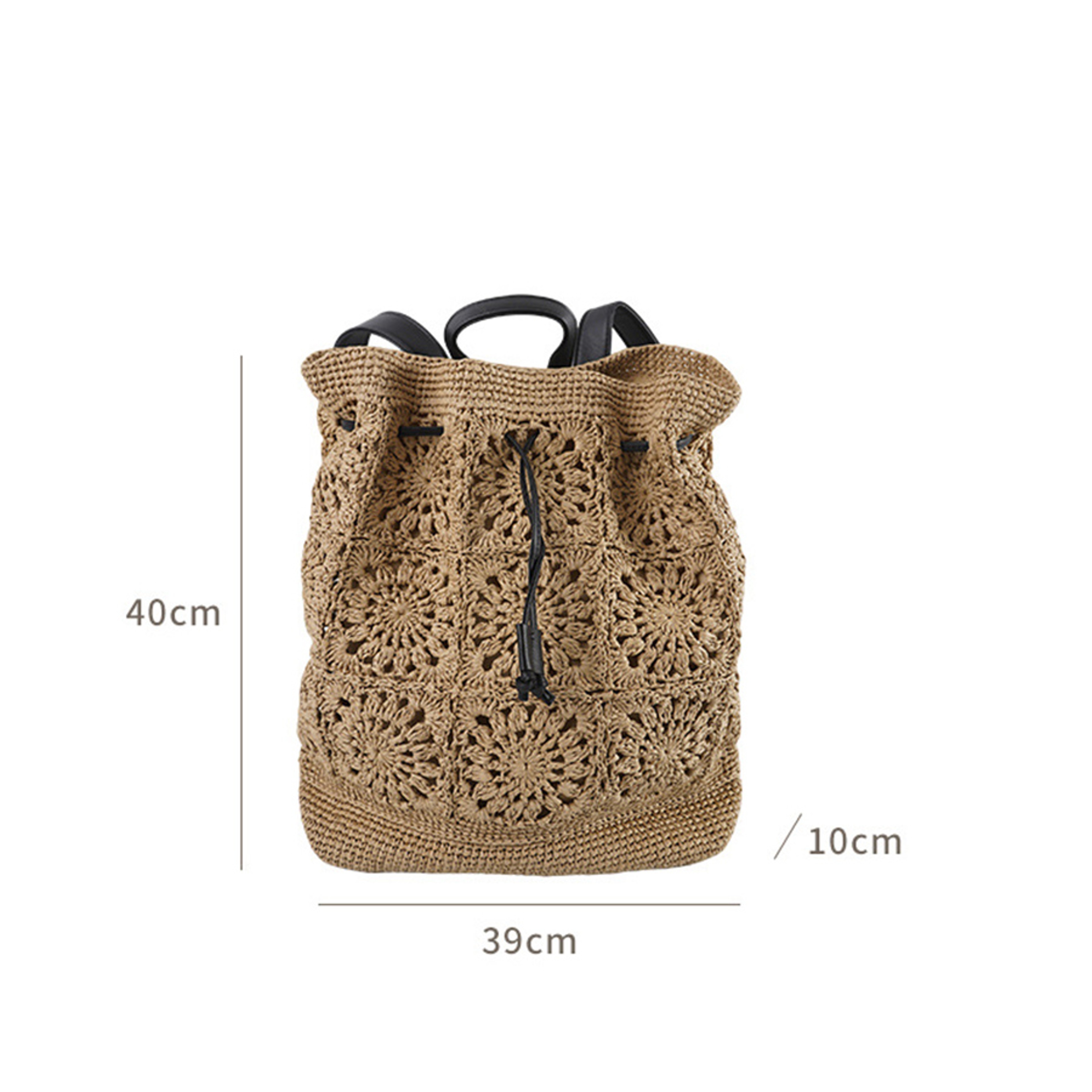 Boho Straw Backpack: Crochet Beach Bag & Knitted Travel Hobo – view 5