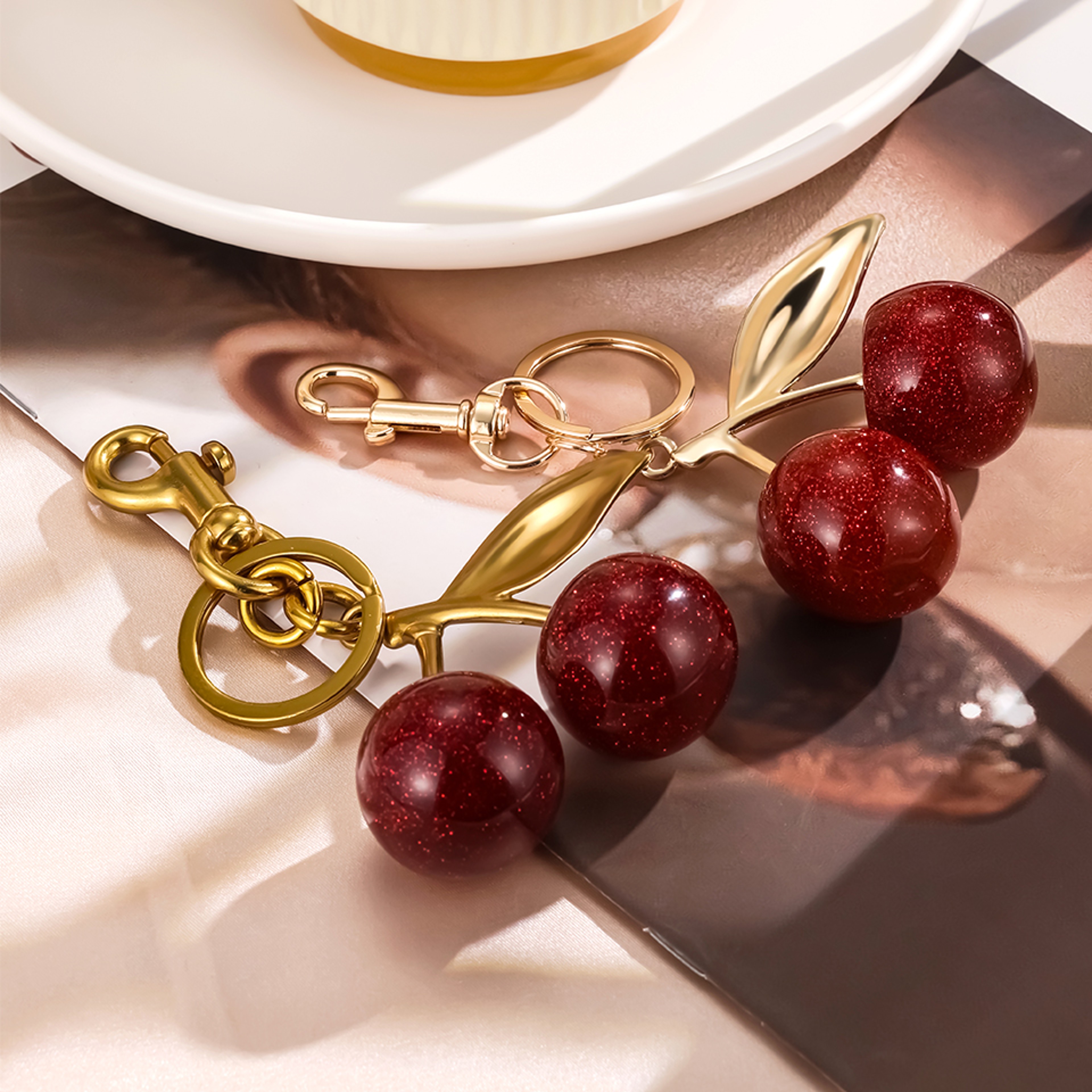 Sweet Summer Red Cherry Keychain Accessory – view 2
