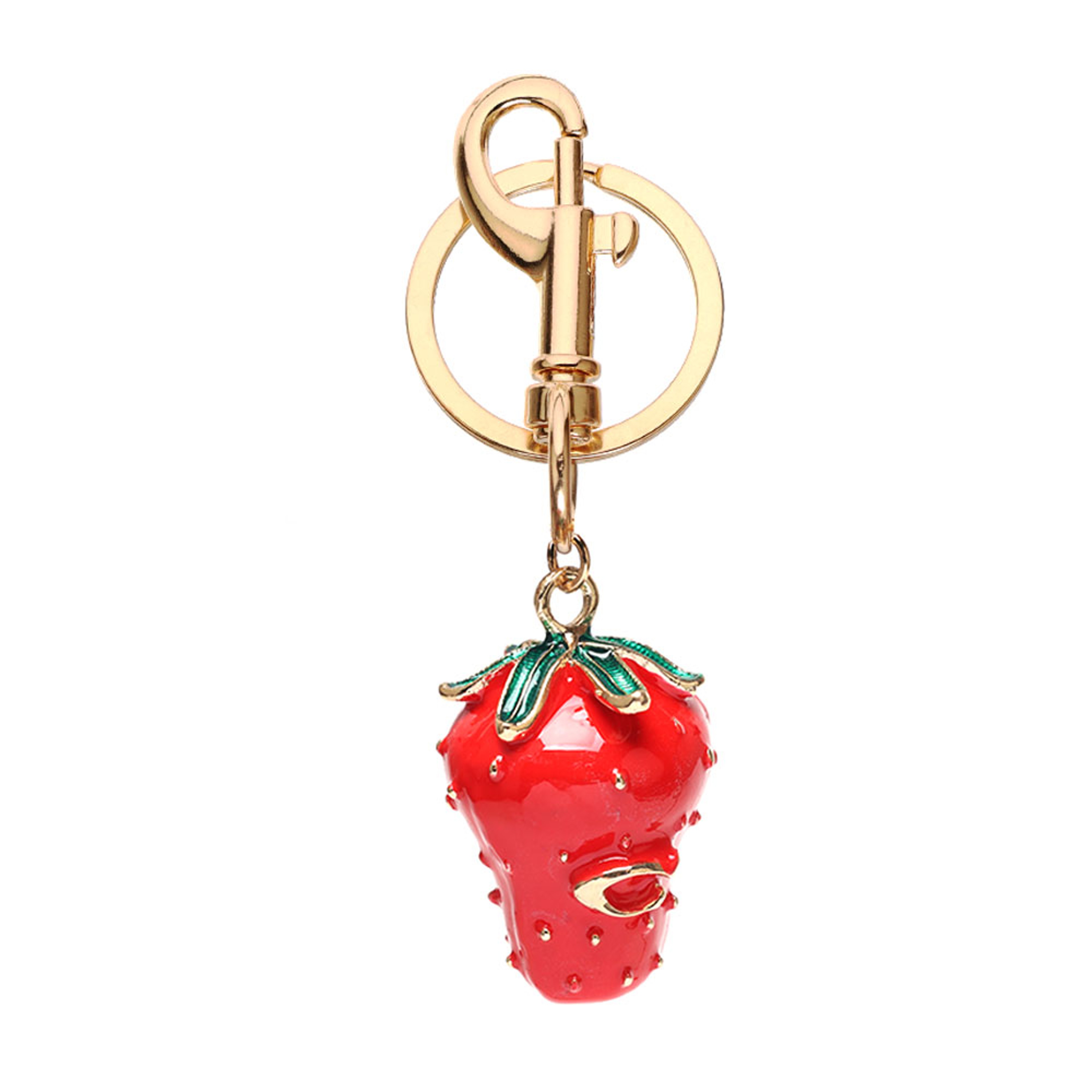 Cute Strawberry Keychain Charm for Backpacks and Keys – view 1