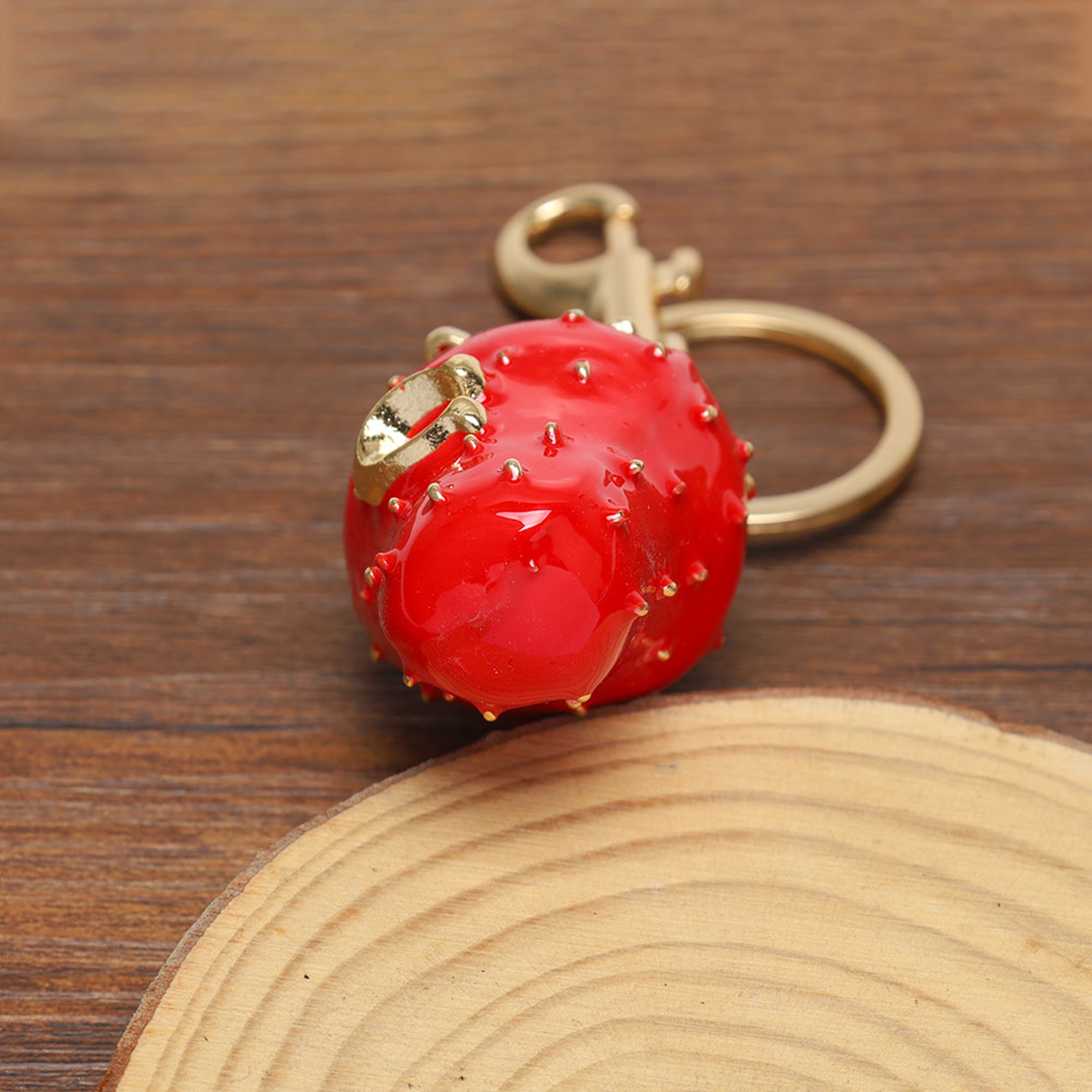 Cute Strawberry Keychain Charm for Backpacks and Keys – view 5