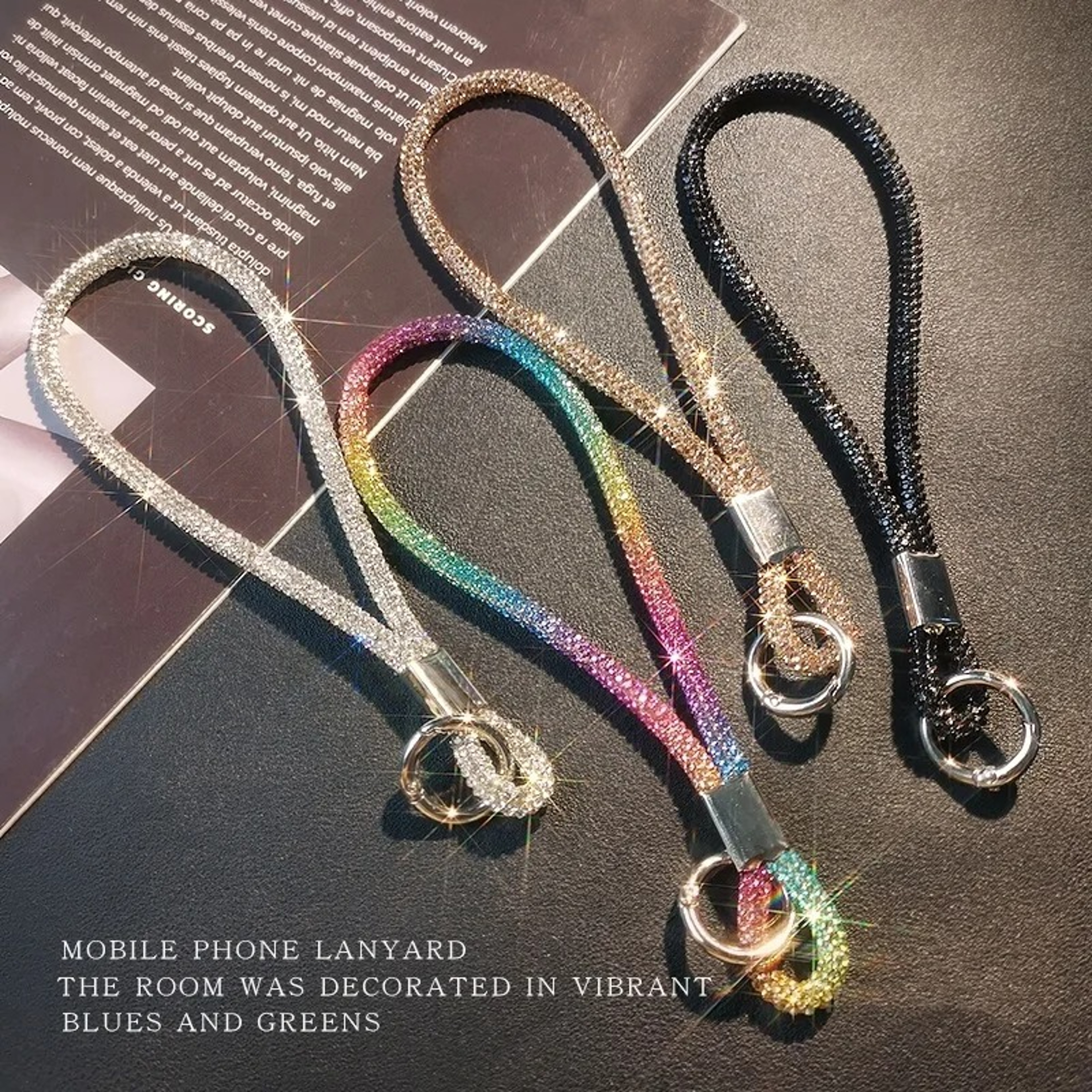 Glitter Rhinestone Phone Lanyard Wrist Strap – Crystal Diamond Anti-Lost Keychain for iPhone and Accessories – view 3