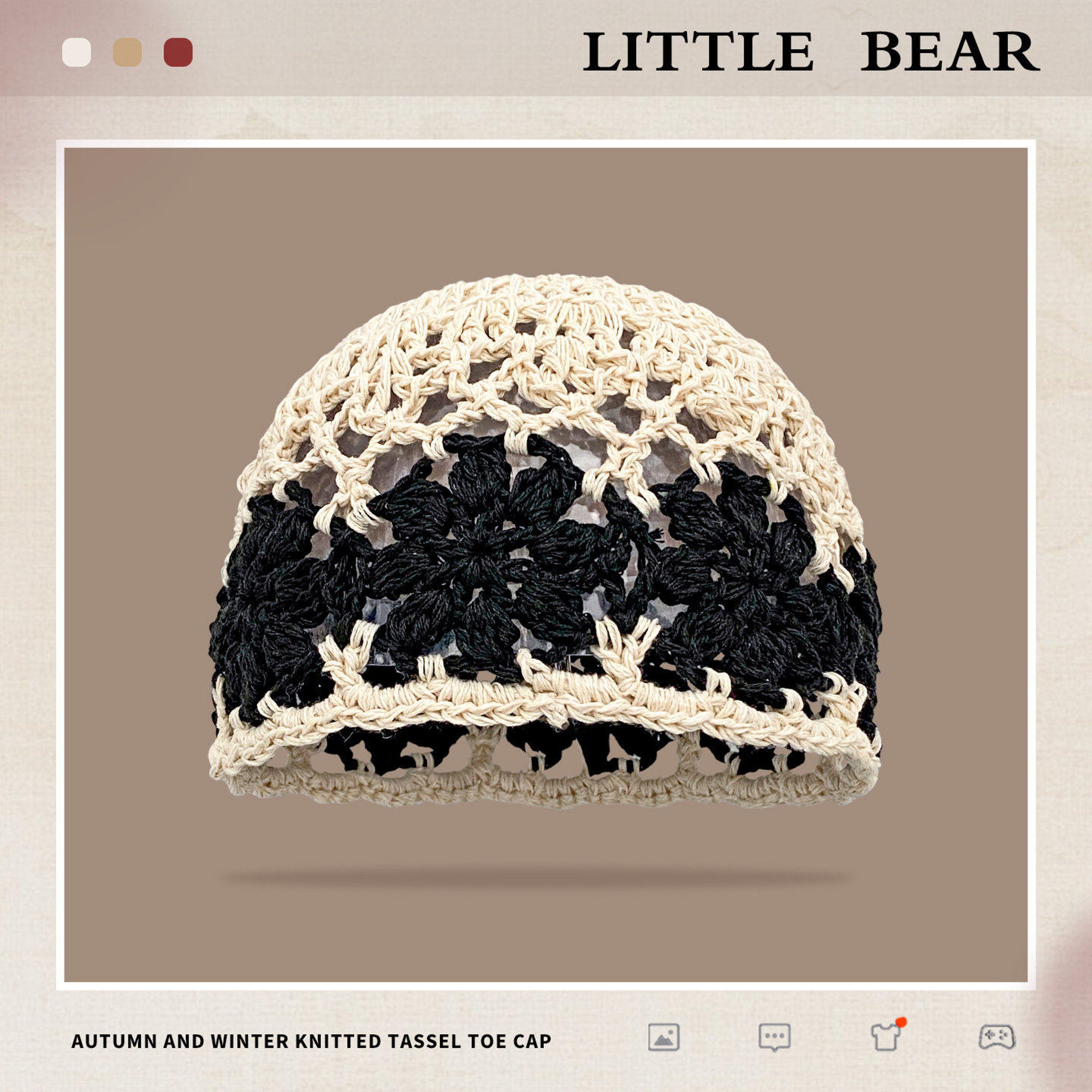 Handmade Pearl Crochet Bucket Hat for Women Retro Beach Accessories – view 7
