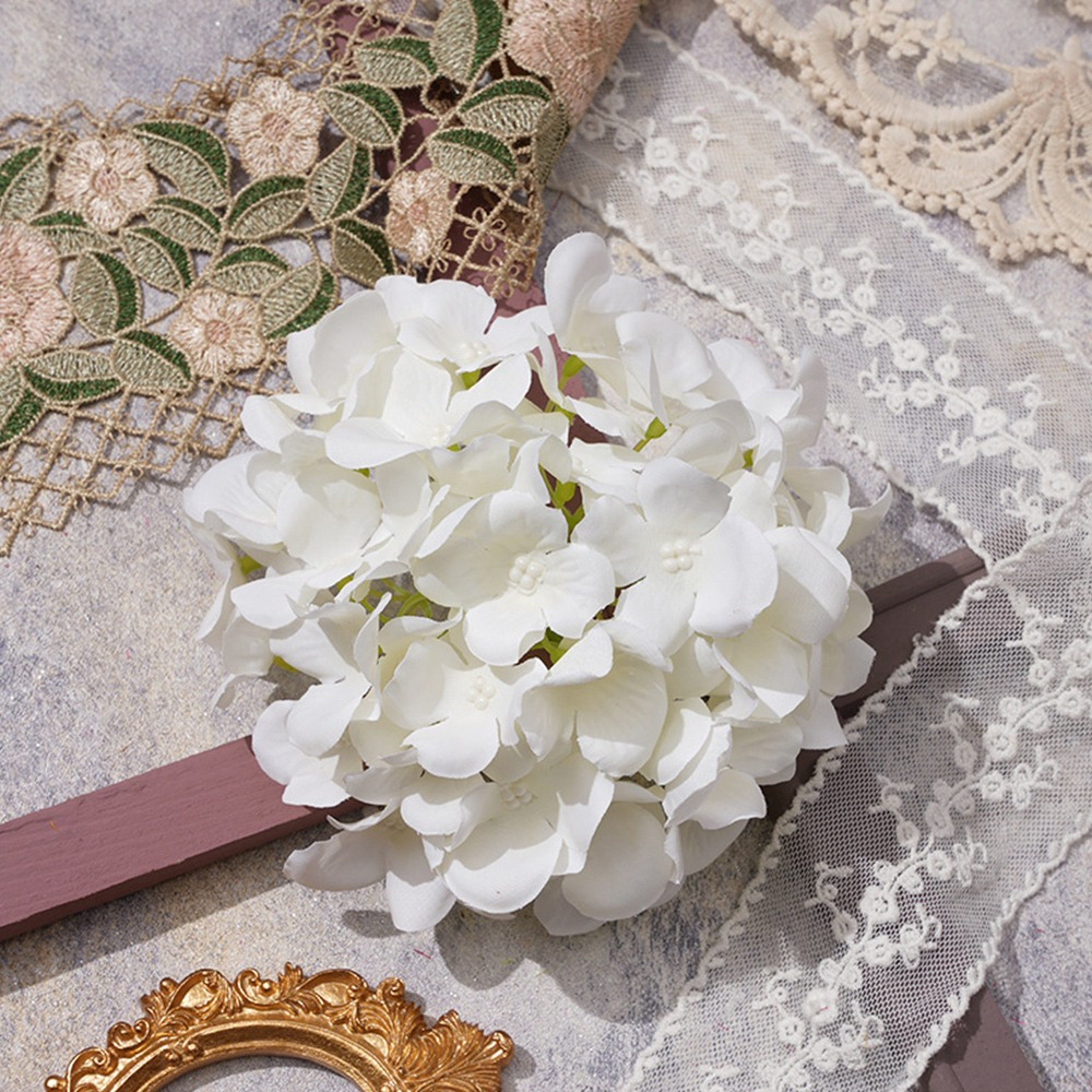French Style Hydrangea Bridal Headpiece With White Flowers 5