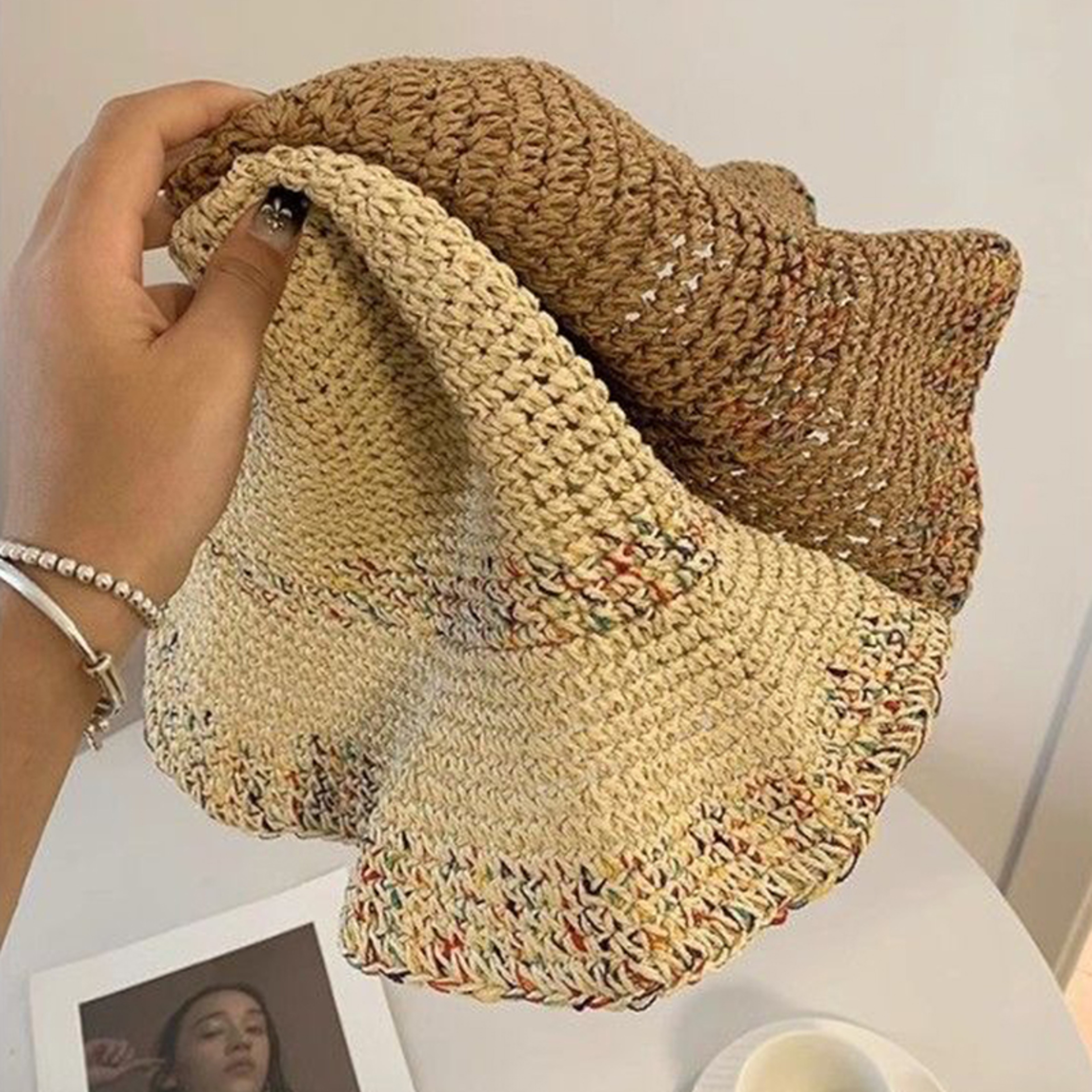 Colorful Handwoven Wide Brim Sun Hat for Women – Breathable Summer Straw Beach Hat with UV Protection – view 6