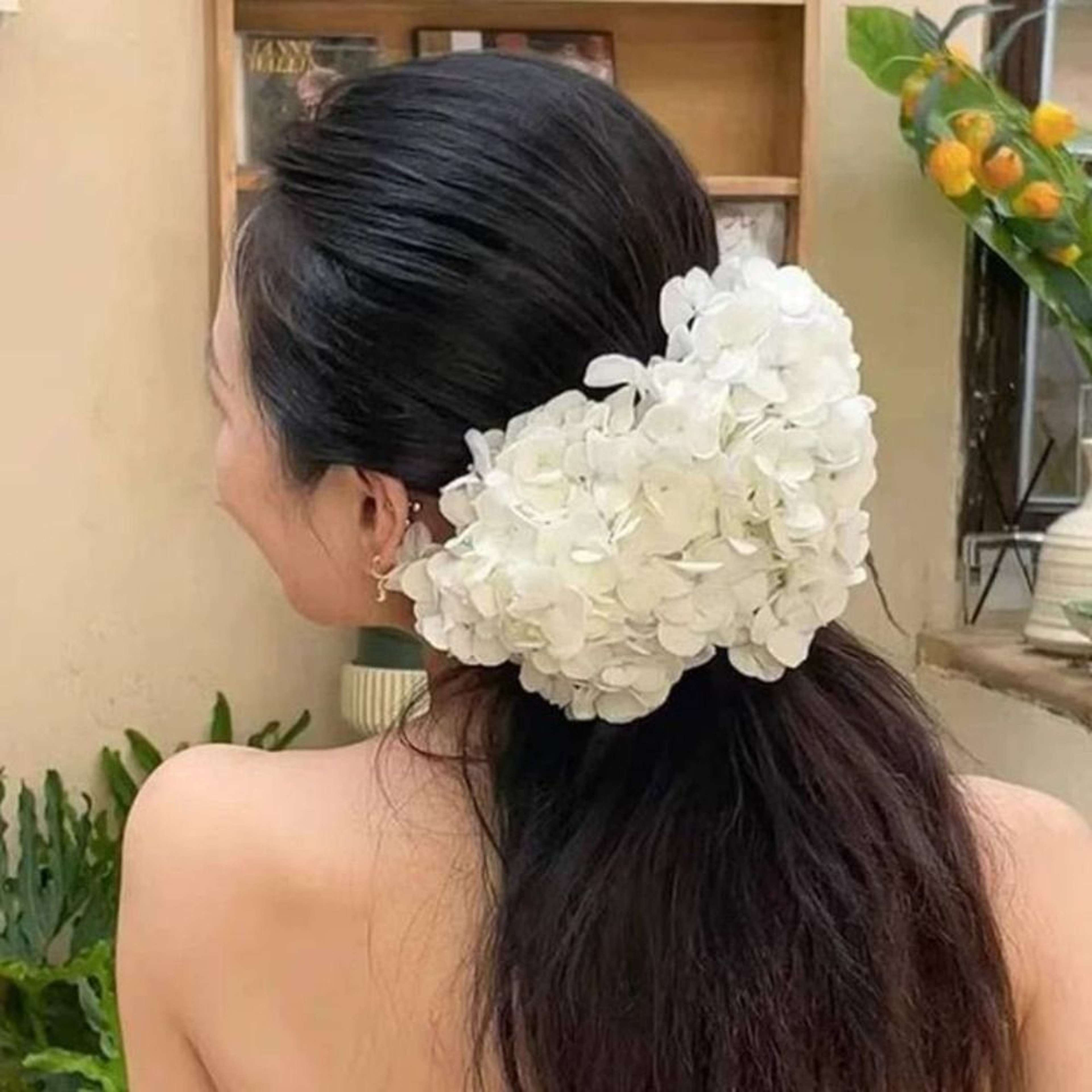 Elegant White Hydrangea Bridal Headpiece – Romantic French Style Wedding Hair Vine for Boho Brides – view 2