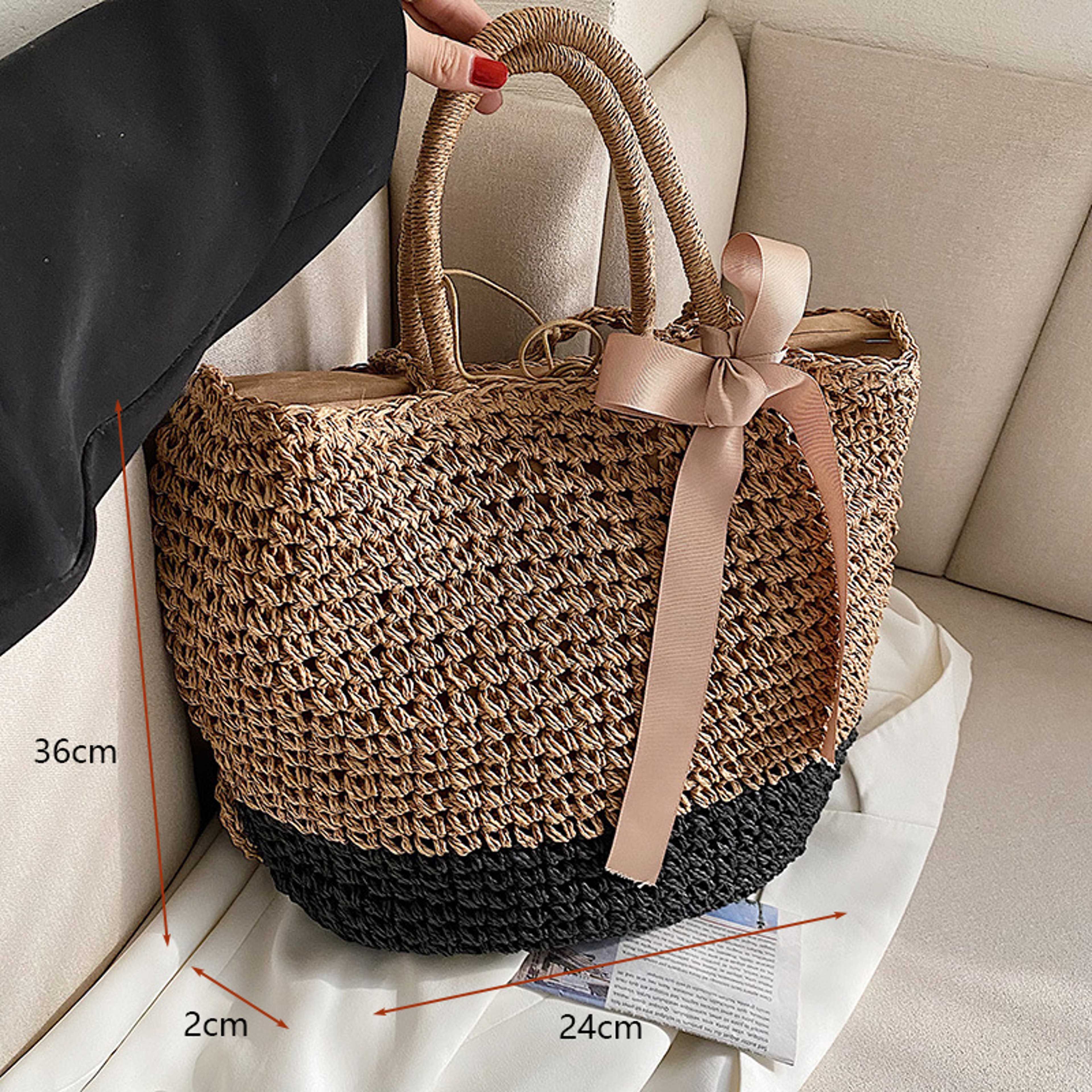 Handmade Woven Straw Tote and Summer Beach Bag for Women – view 7