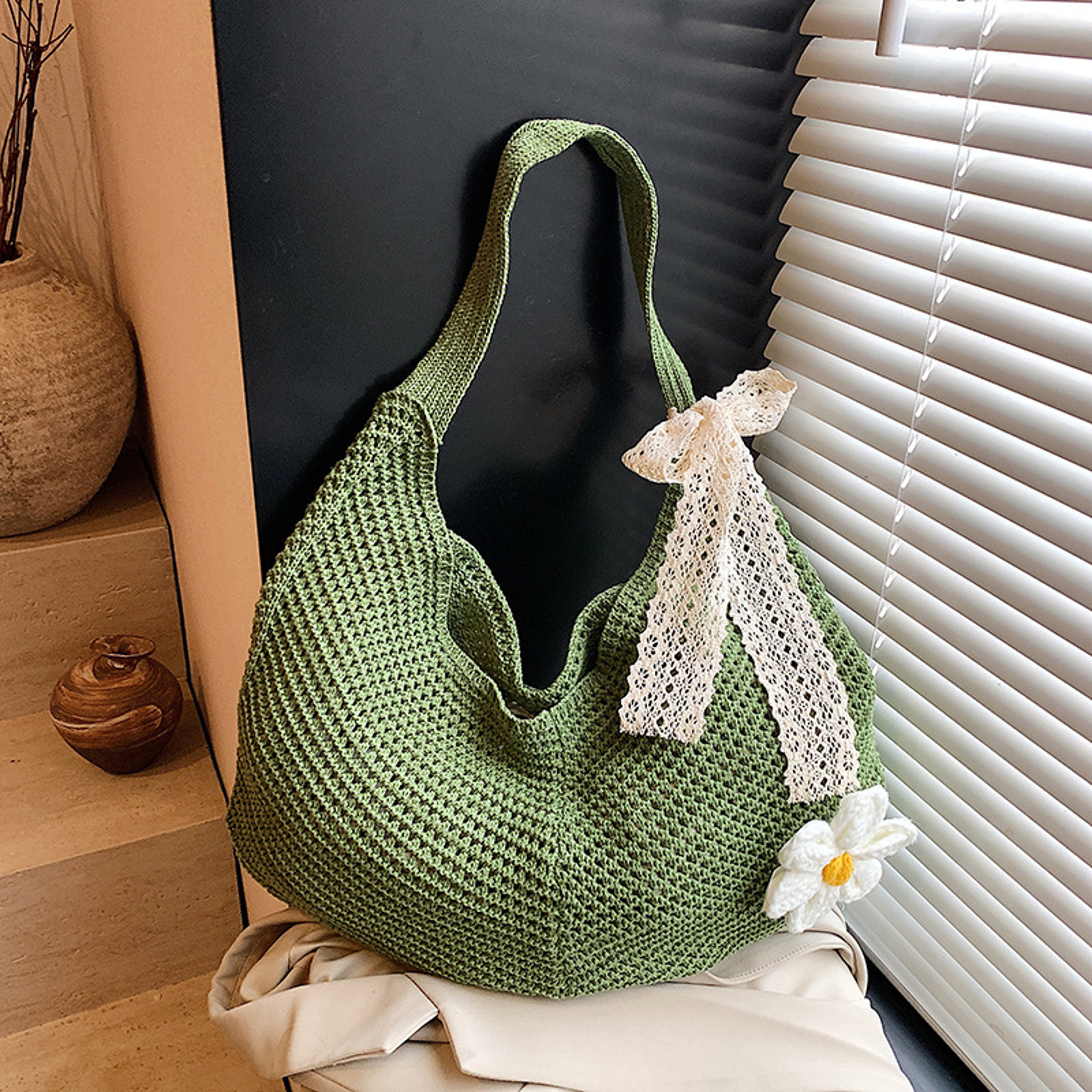 Handmade Crochet Shoulder Bag | Large Capacity Boho Beach Tote – view 1