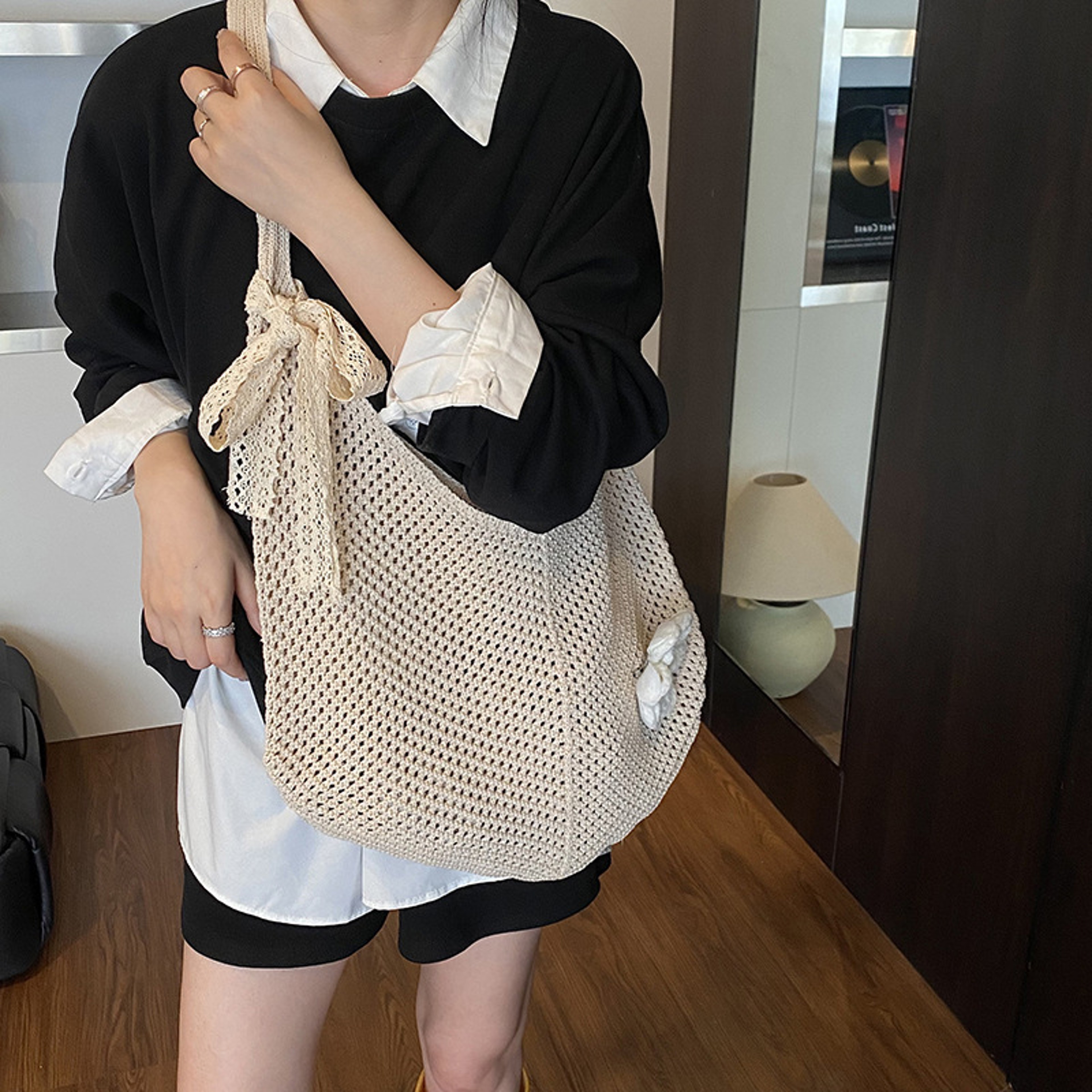 Handmade Crochet Shoulder Bag | Large Capacity Boho Beach Tote – view 5