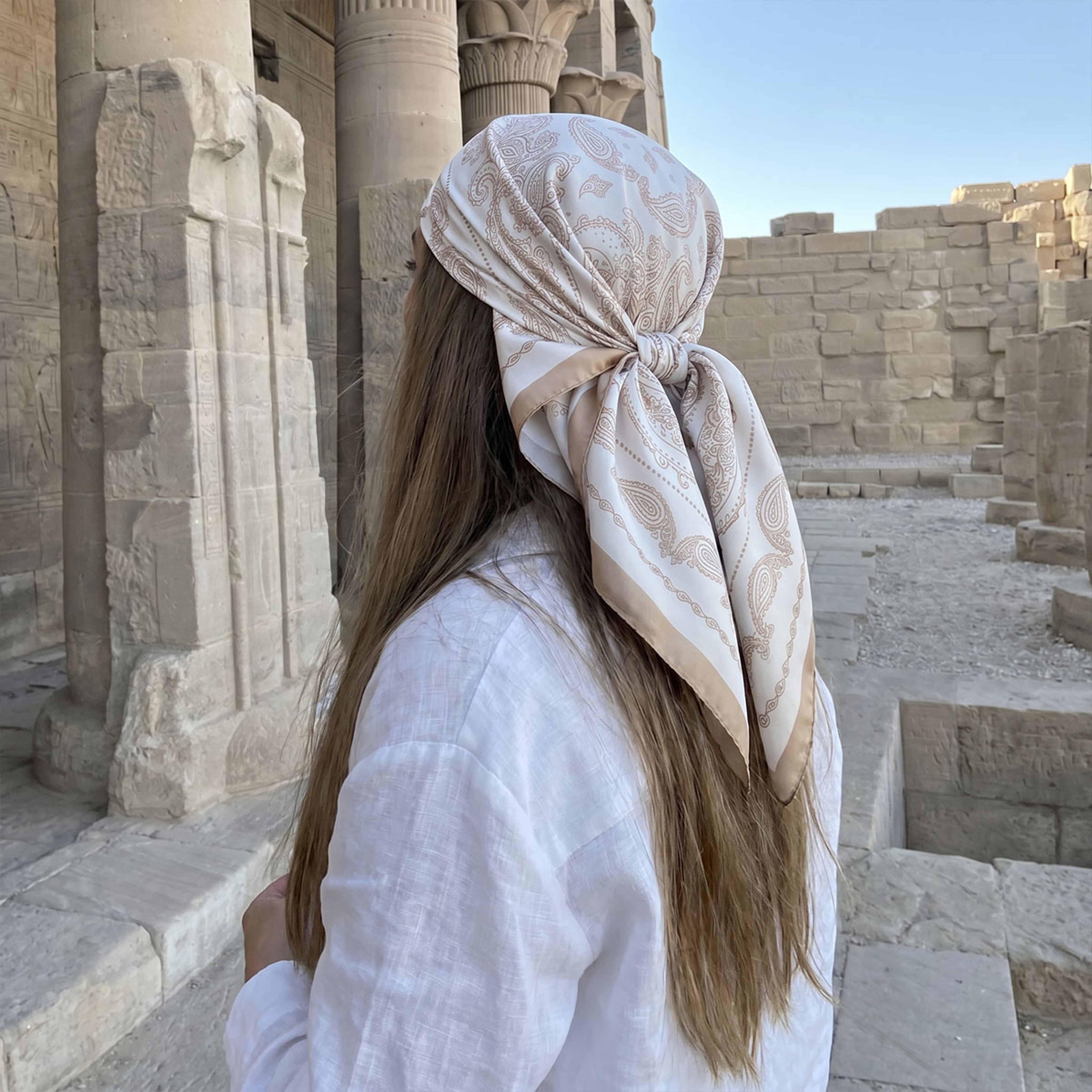 Elegant Satin Hair Scarf – Versatile Square Neckerchief & Fashion Print Head Accessory for Women – view 5