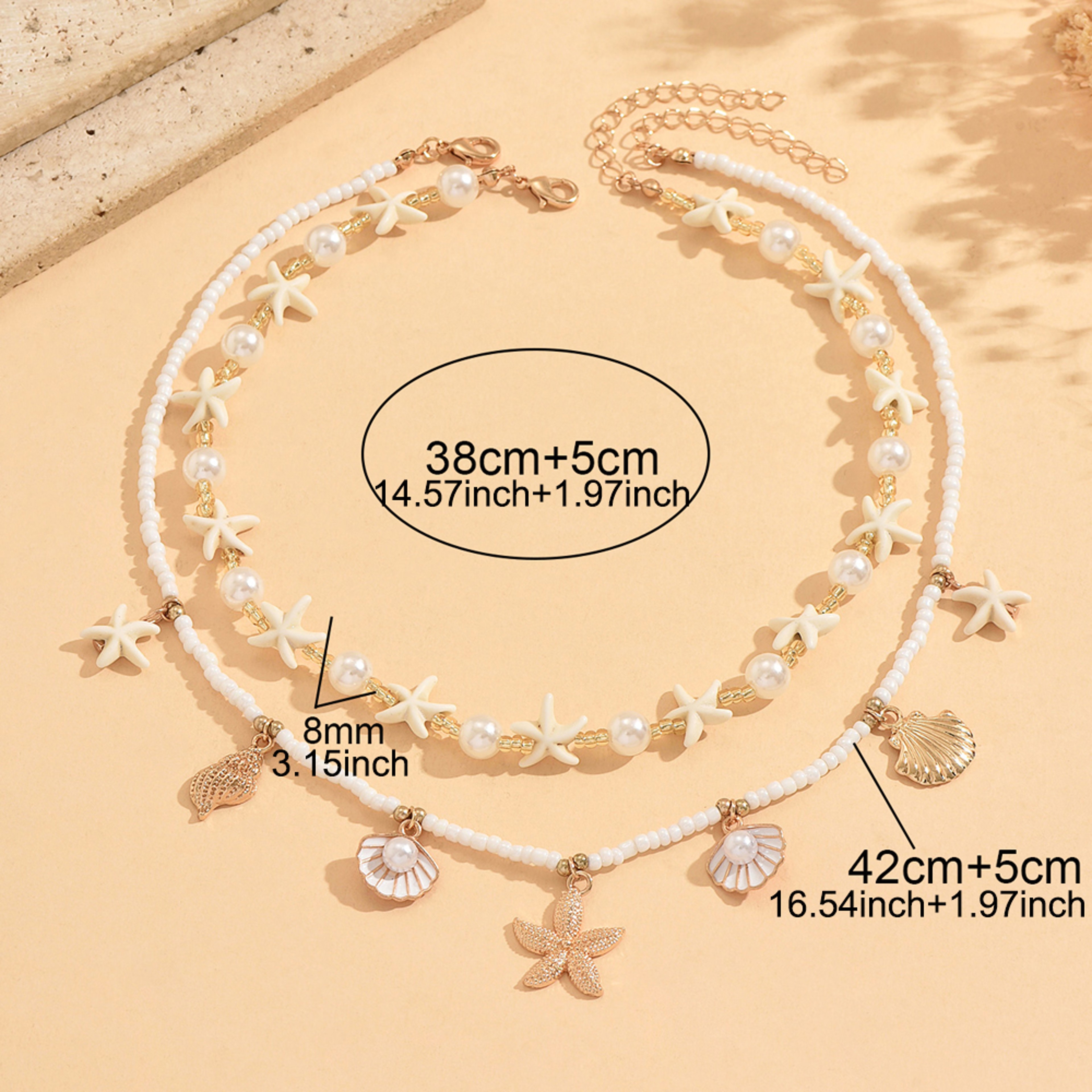 Layered Shell Necklace With Starfish Pendant And Summer Beaded Choker For Women 4