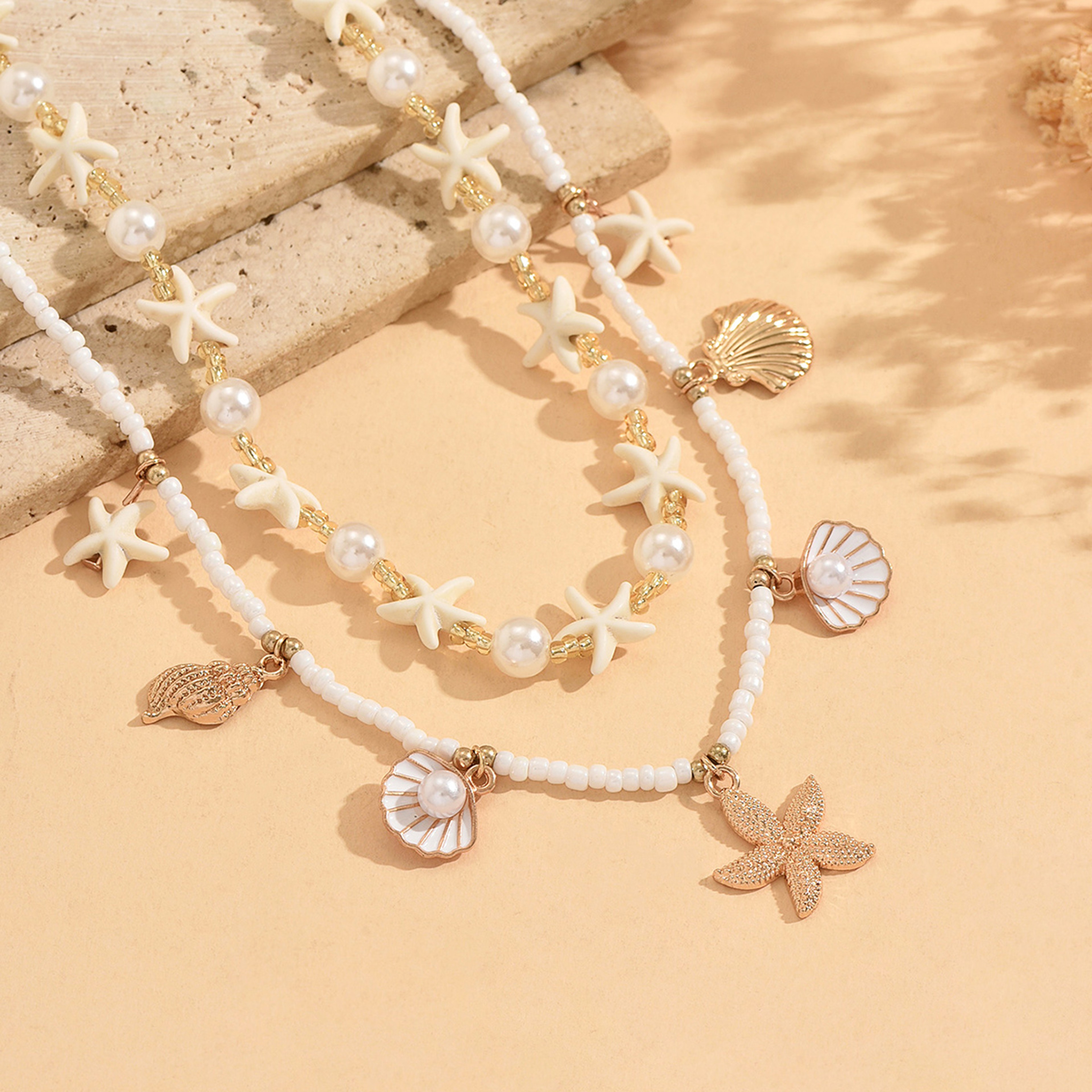 Layered Shell Necklace With Starfish Pendant And Summer Beaded Choker For Women 6
