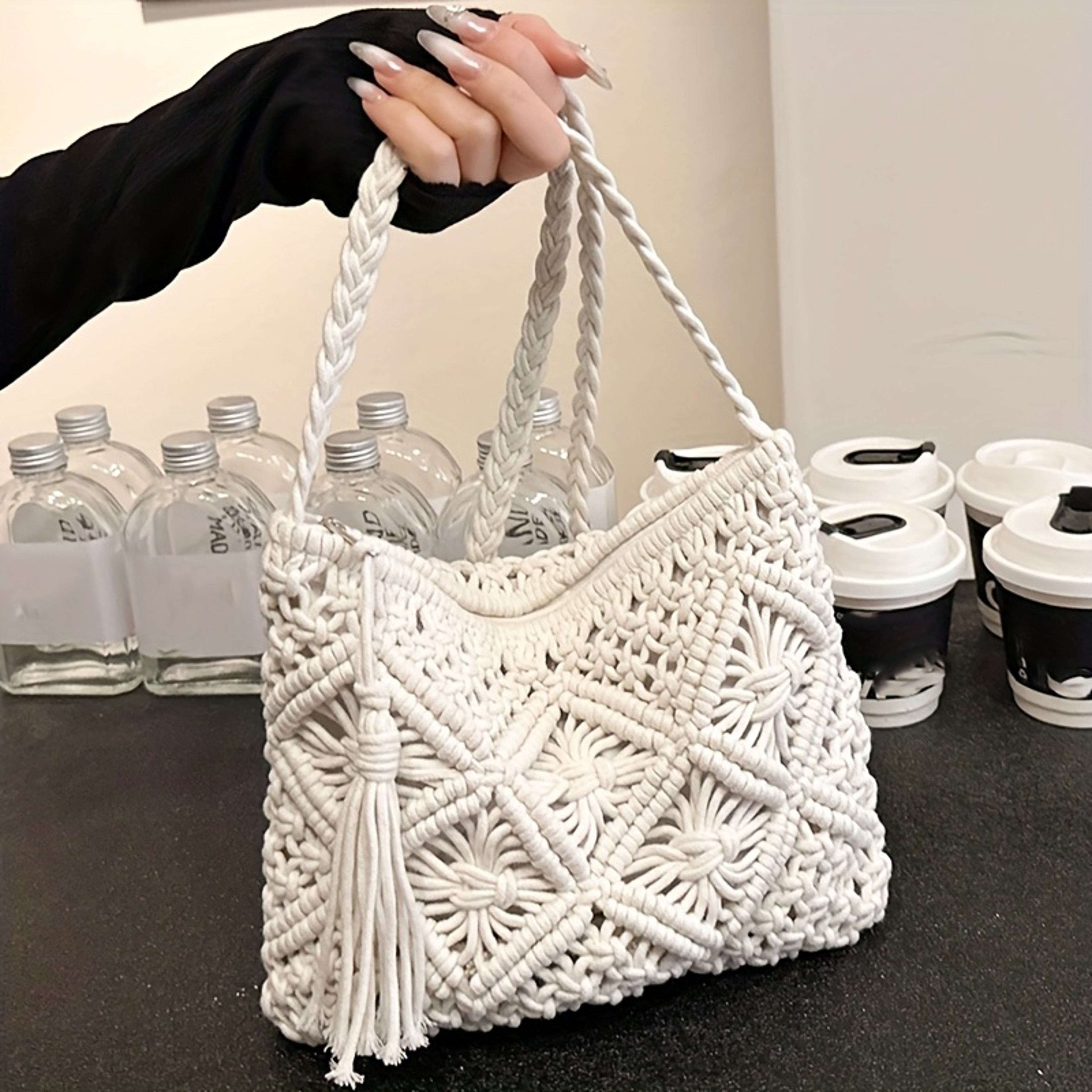 Boho Crochet Bag: Lightweight Summer Beach Tote and Woven Shoulder Purse for Women – view 9