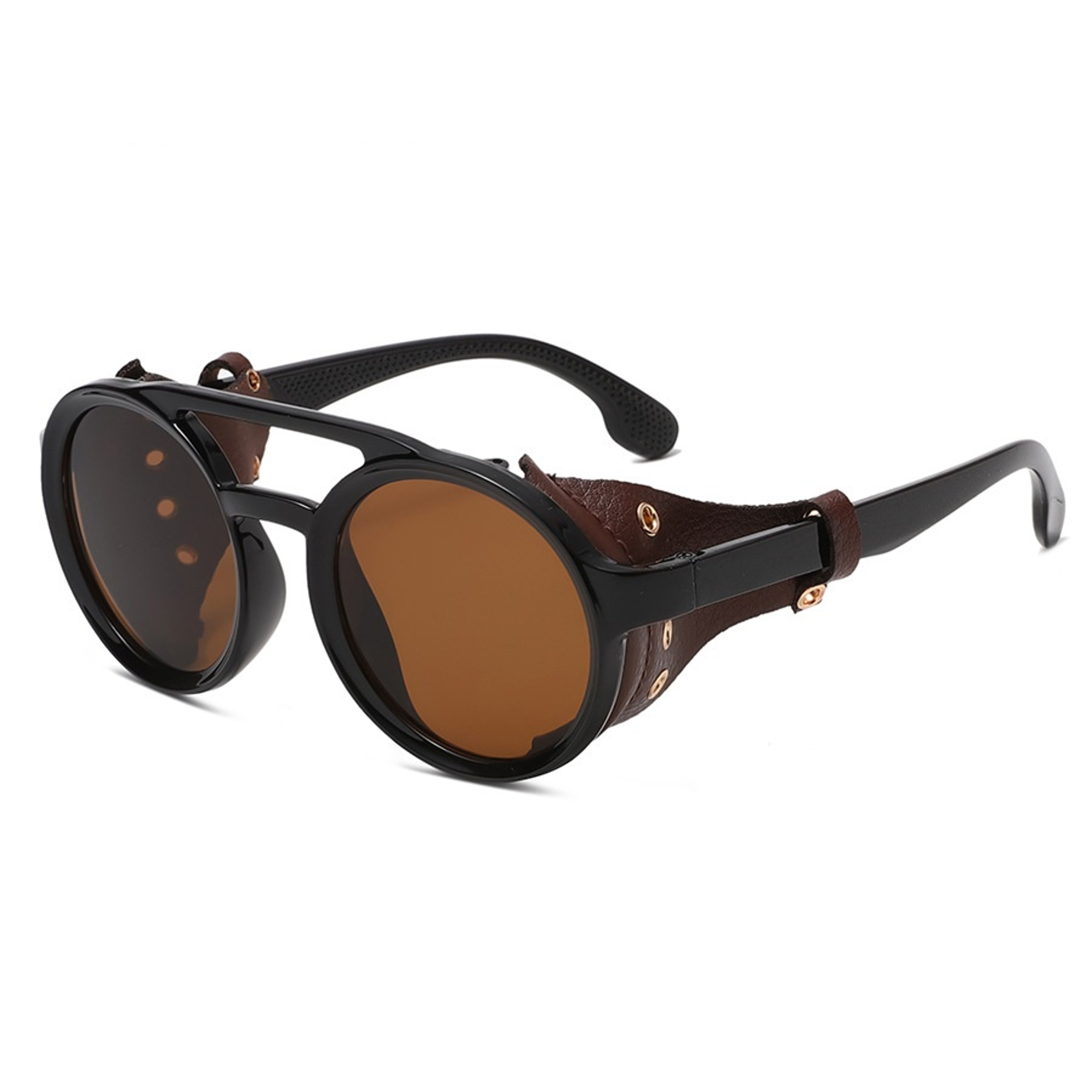 Vintage Leather Round Goggles: Anti-Wind Outdoor Sunglasses – view 10