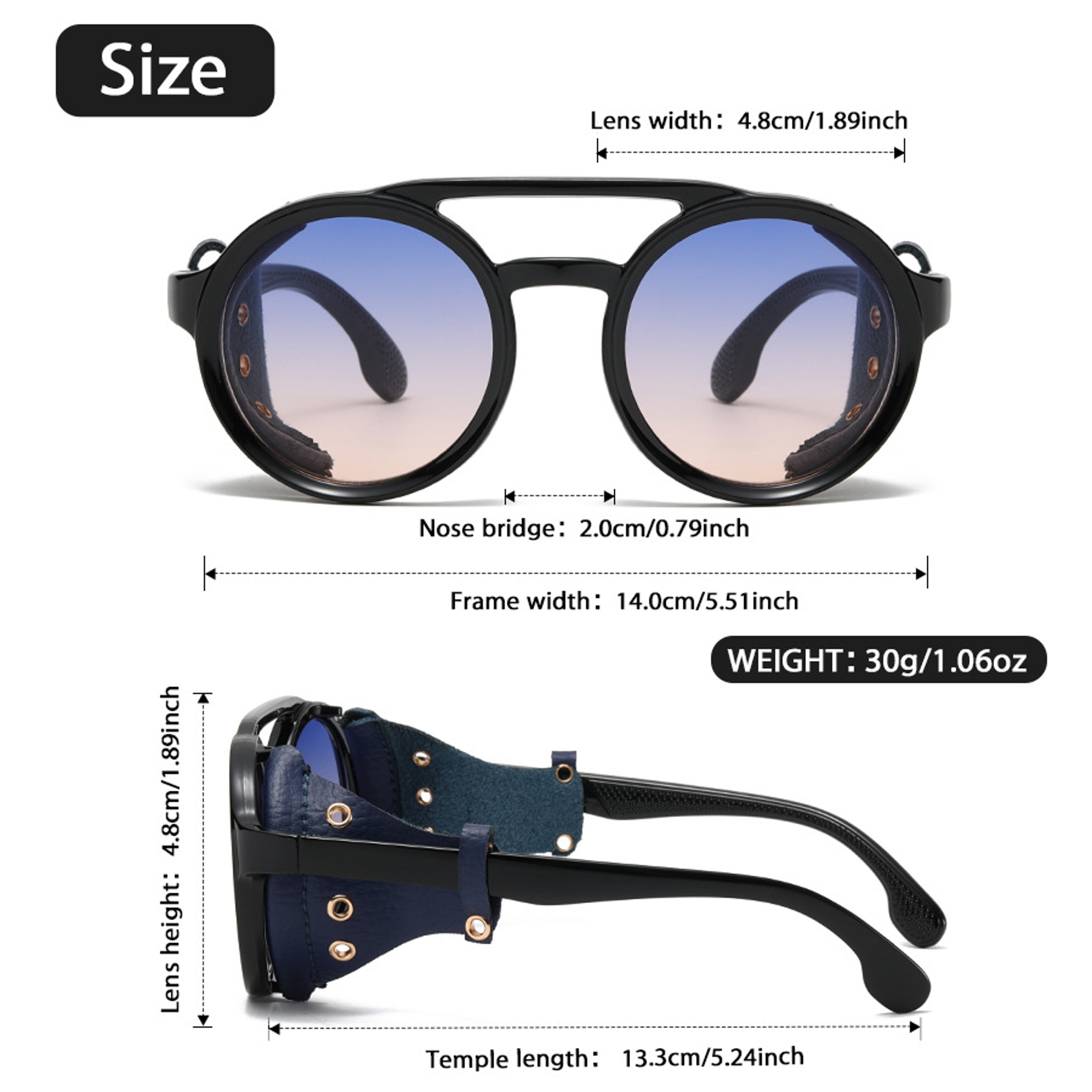 Vintage Leather Round Goggles: Anti-Wind Outdoor Sunglasses – view 6