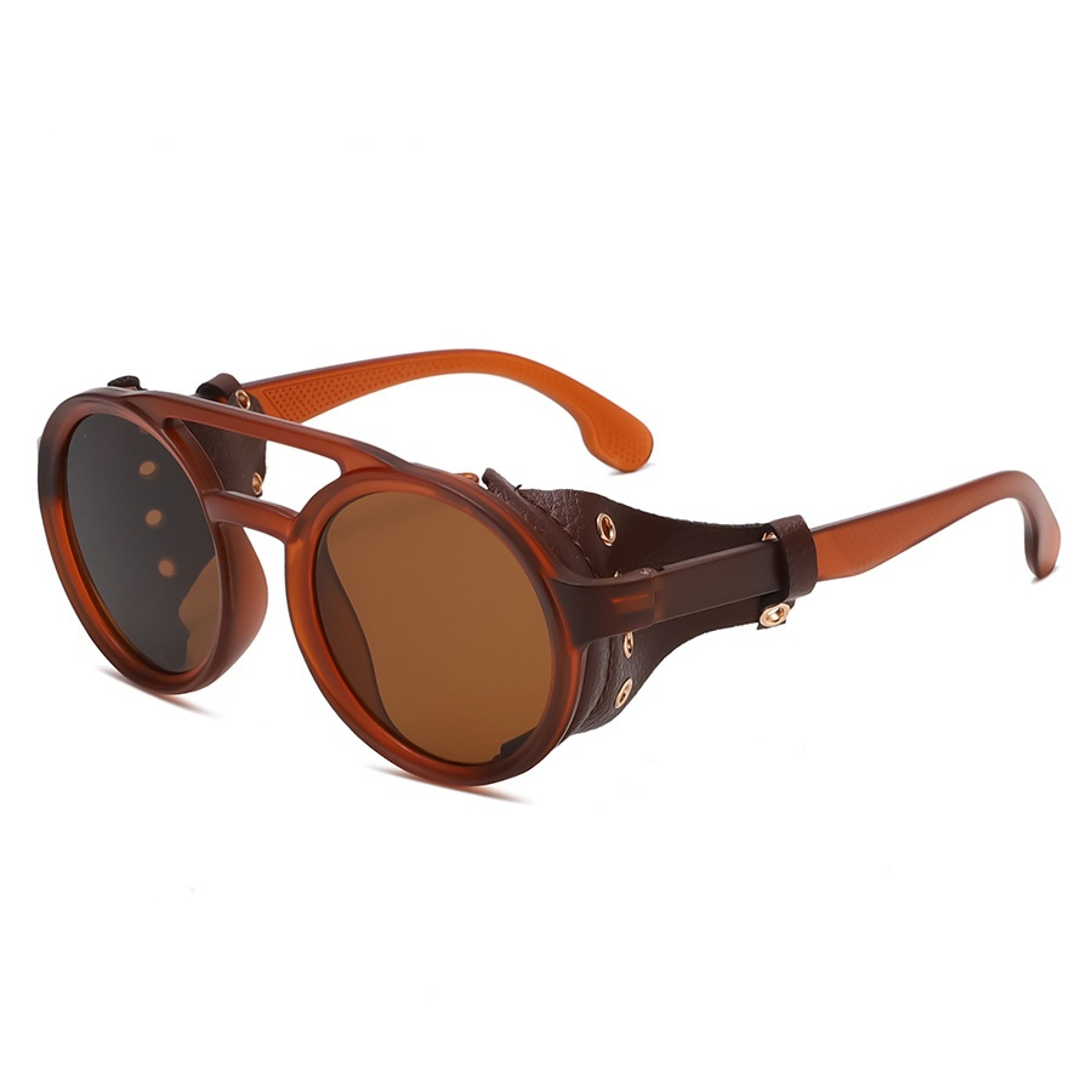 Vintage Leather Round Goggles: Anti-Wind Outdoor Sunglasses – view 12